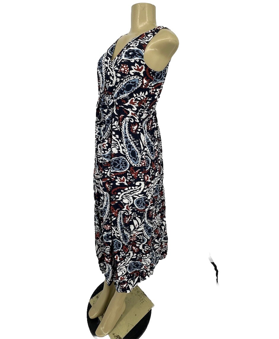 Lucky Brand XS Women V Neck Maxi Flowy Boho Western Floral Paisley Dress 38-12