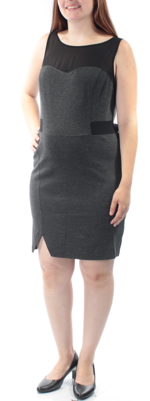 KENSIE Womens Gray Sleeveless Above The Knee Sheath Dress Size: L