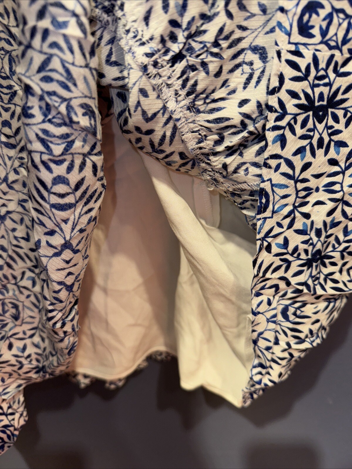 Womens Small Dress, Strappy Cold Shoulder, Short, Lined, White Blue Floral $198