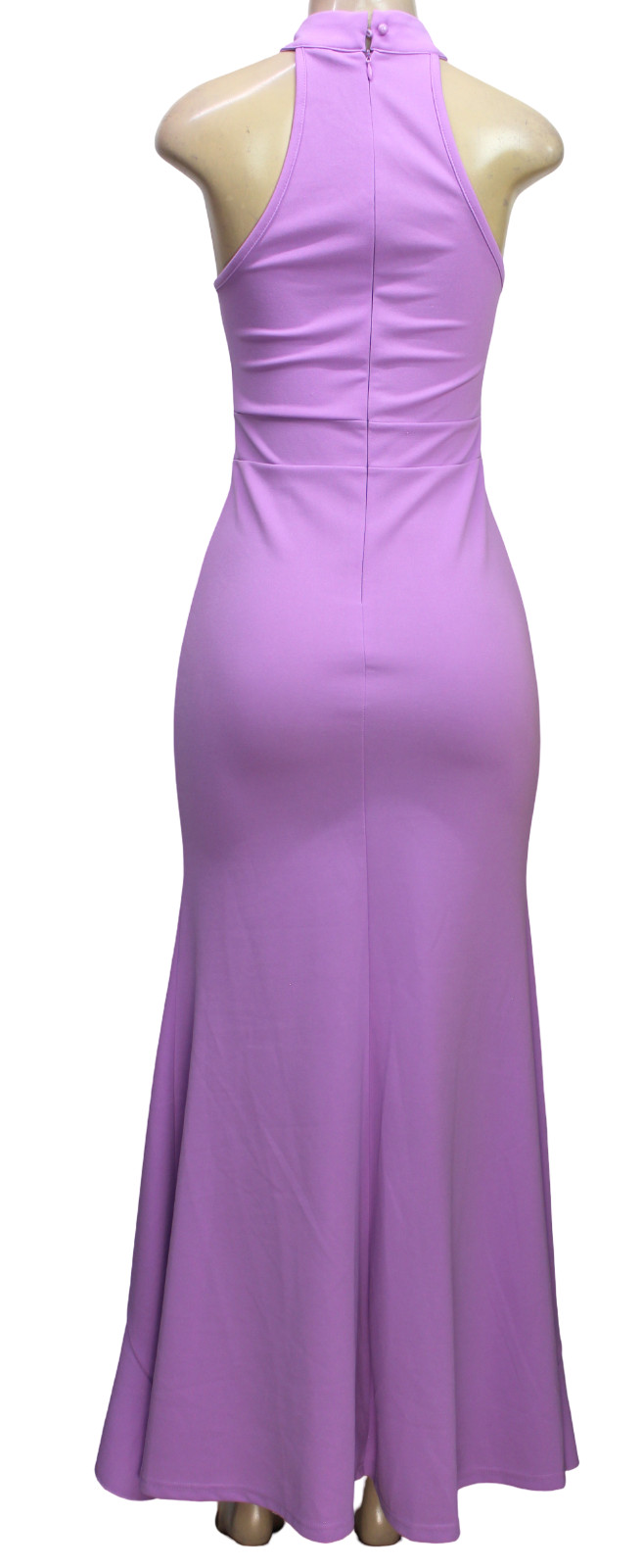 Merokeety Lilac Halter Neck Ruffle High Low Maxi Dress Size S
