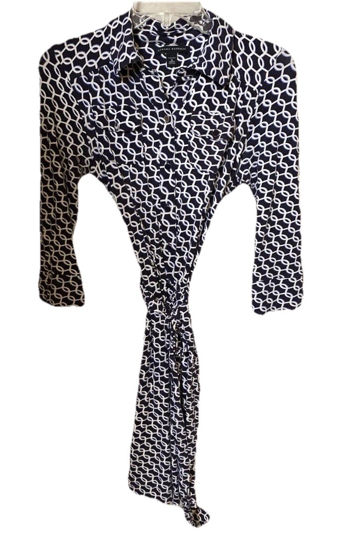 BANANA REPUBLIC WOMEN’S MAD MEN 1960 GEOMETRIC PRINT DRESS. SIZE 0