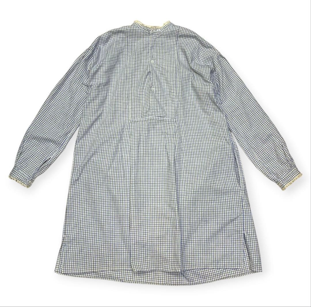 Graph Plaid Pattern Key Neck Tunic Dress 26T_e308 Japan