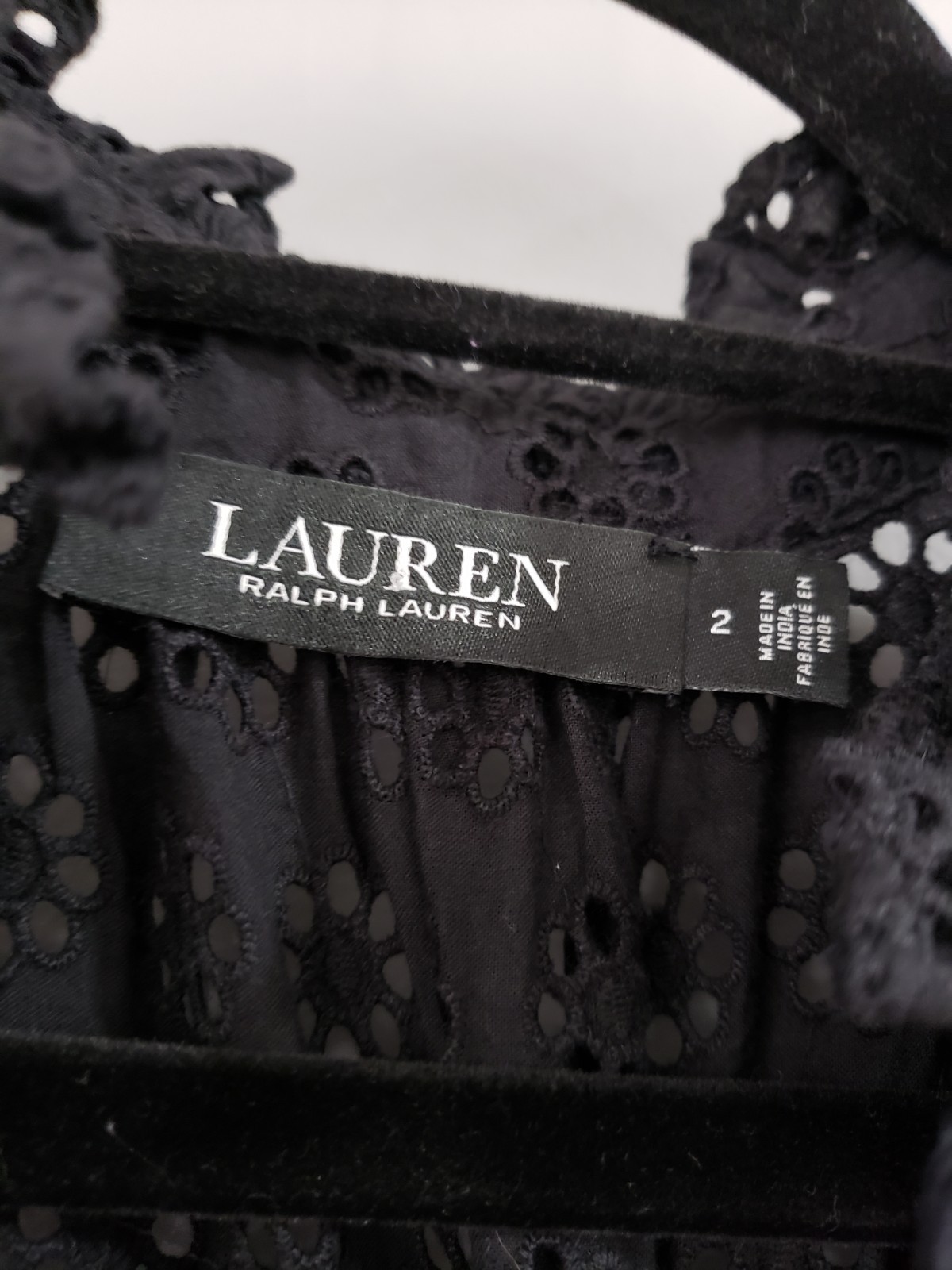 2022 SAMPLE NEVER WORN SIZE SMALL Lauren Ralph Black Eyelet Midi Dress Boho