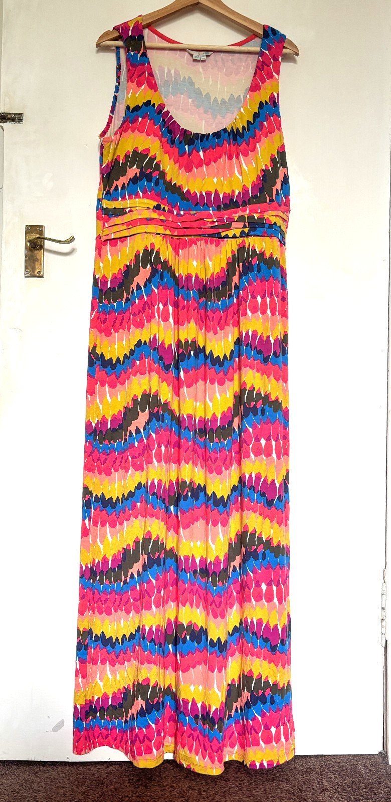 Boden Jersey Maxi Dress Size 18L – Sleeveless Stretch Summer Holiday Bright