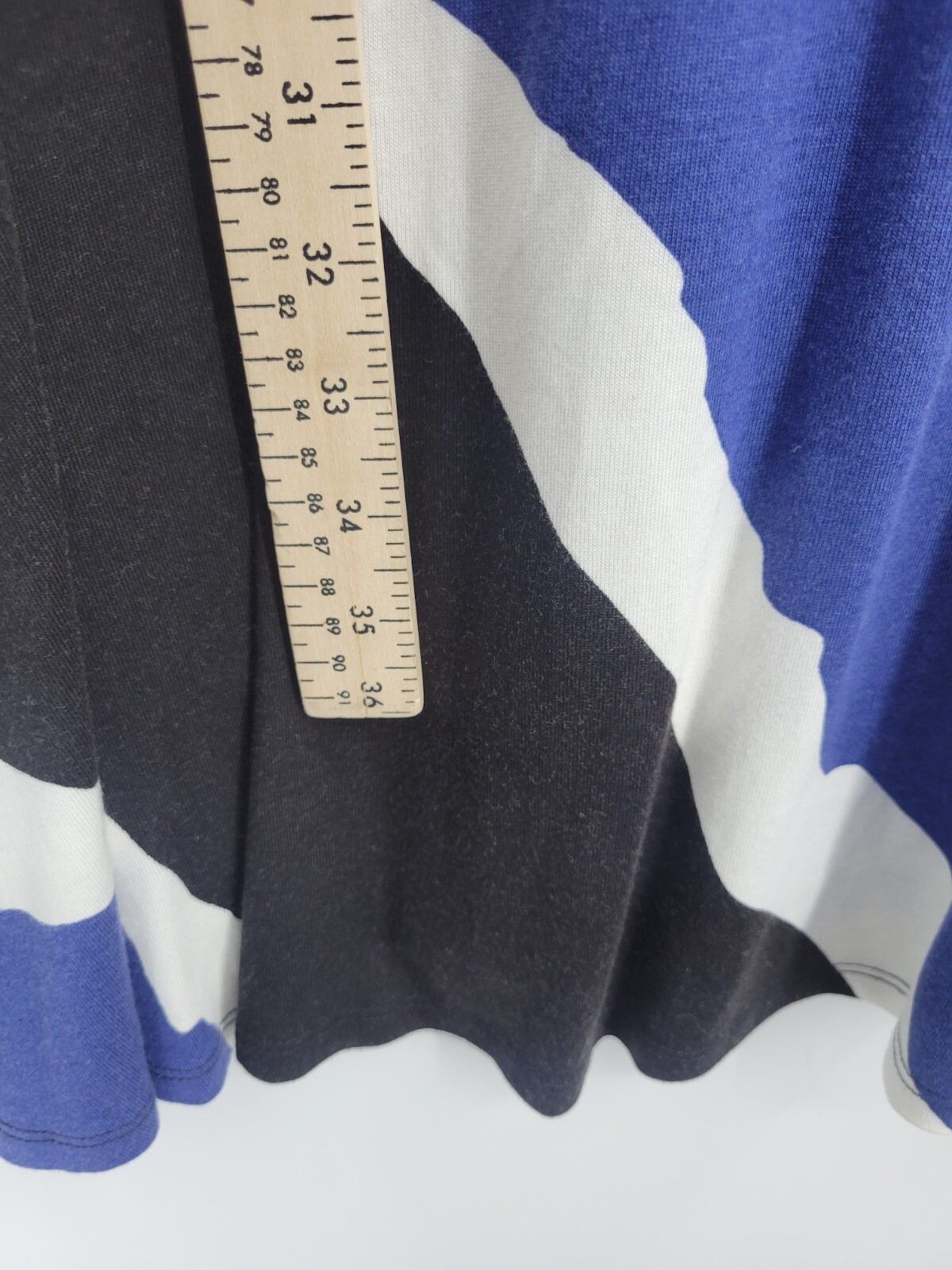 Ann Taylor Dress Womens 6 Blue White Black Abstract Long Sleeve Stretch Career