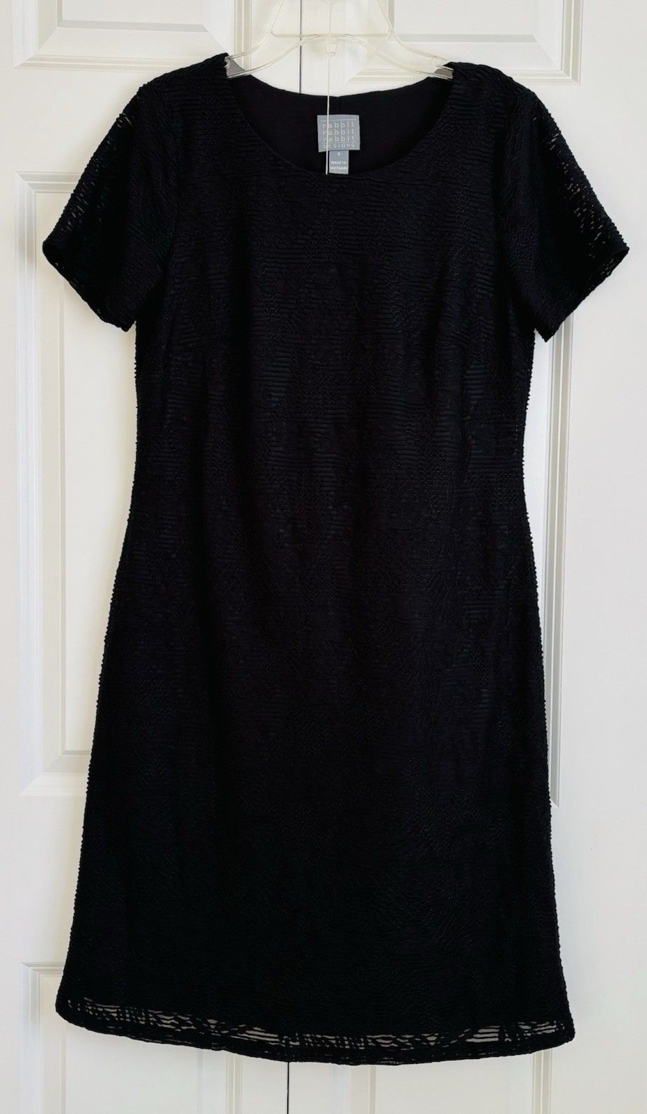 rabbit rabbit rabbit designs WOMENS DRESS SIZE 8 BLACK JACQUARD SOLID WITH BLAZE