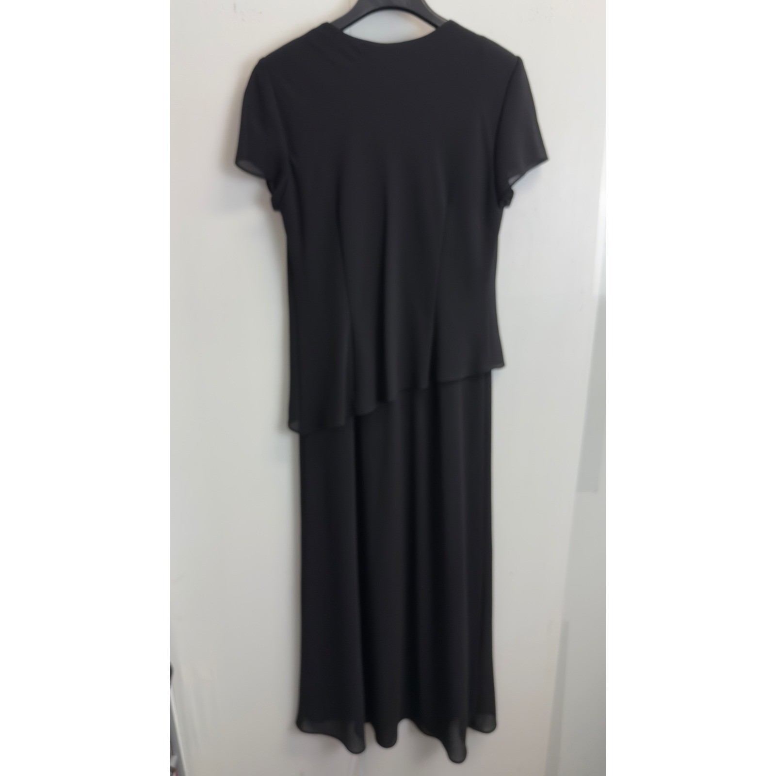 Positive Attitude Womens Black Beaded Bow Midi Dress Mock Two Piece Size 12
