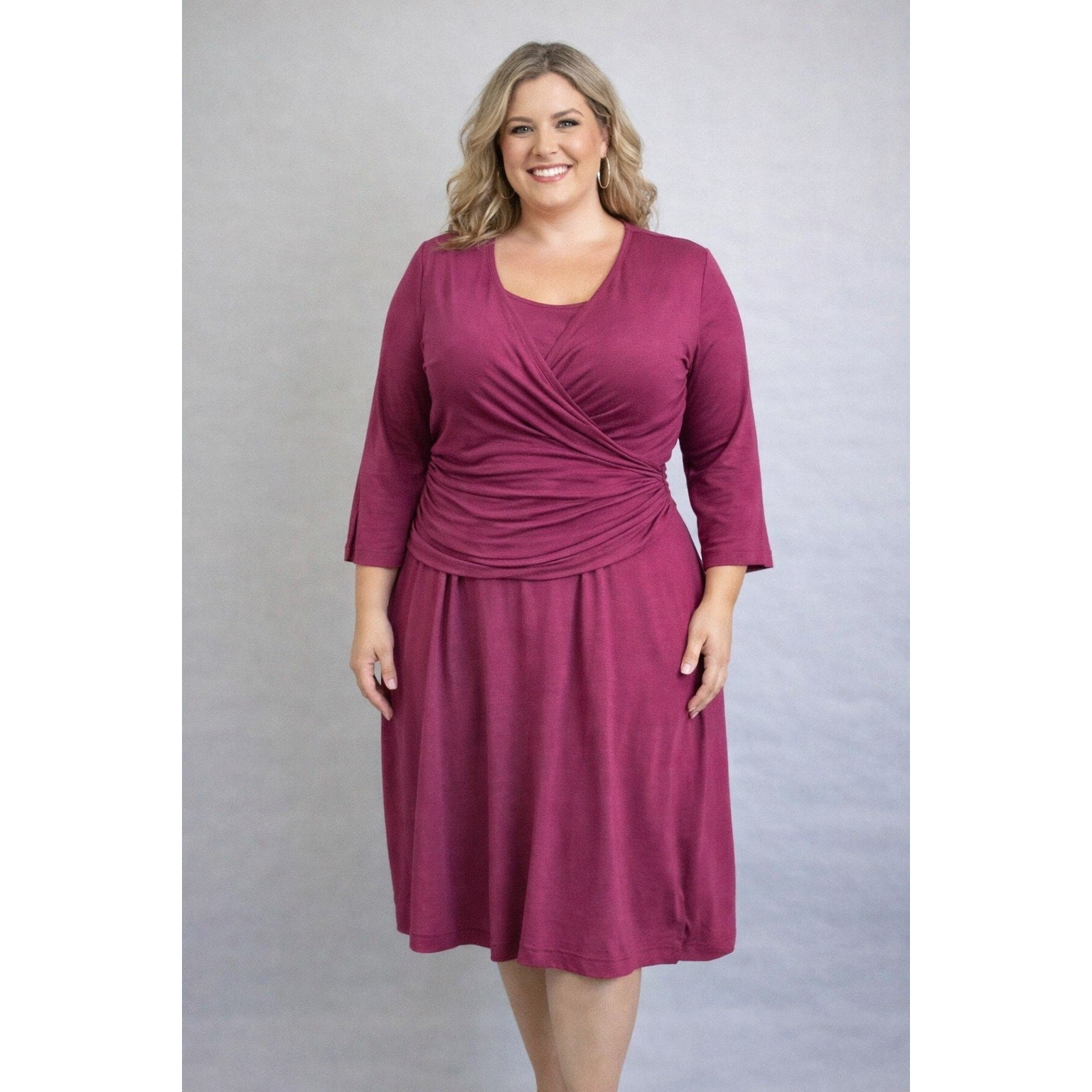 Betabrand Dress Wrap Top Stretchy Comfort Maroon Set Lot 2pc Plus Size 2x