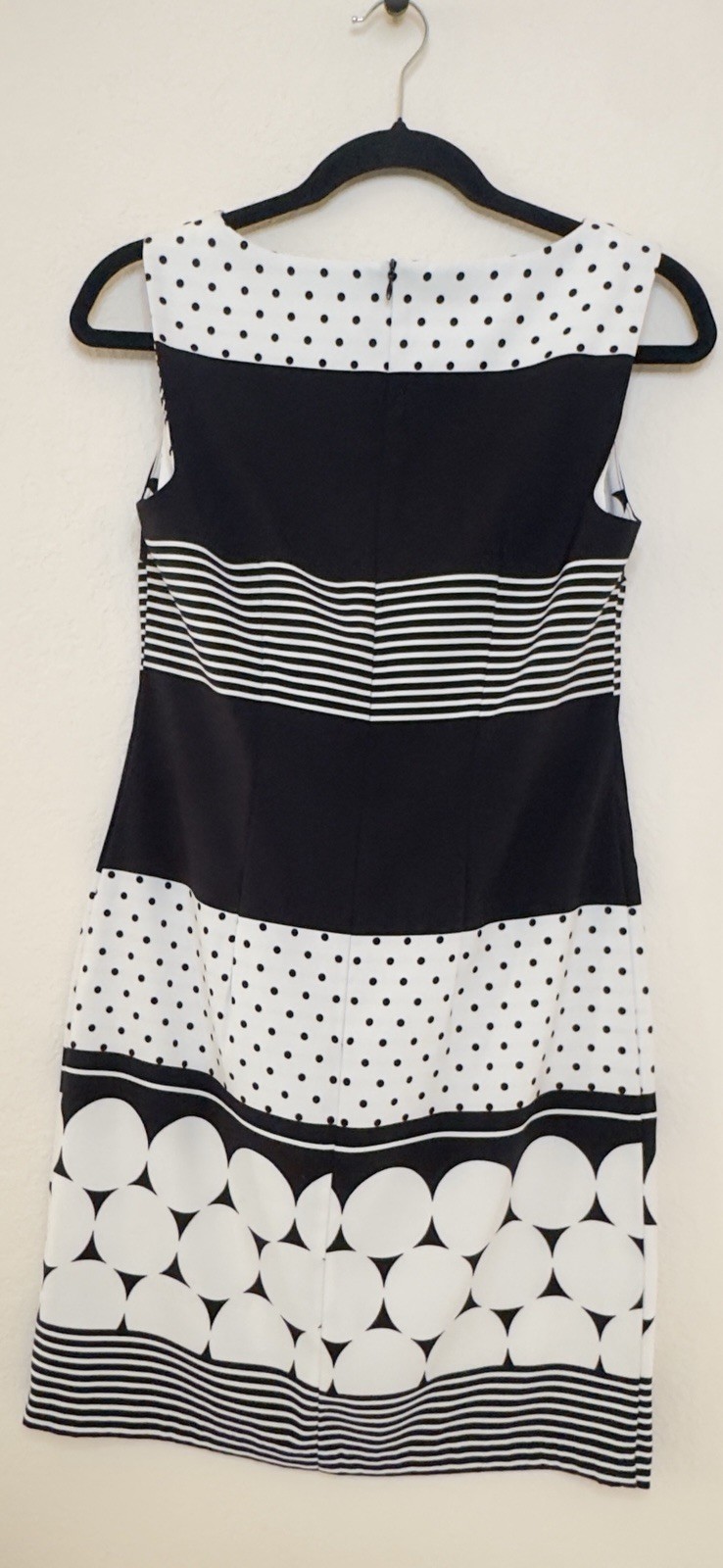 Alyx Sheath Dress Black White Polka Dot Striped Sleeveless Size 4