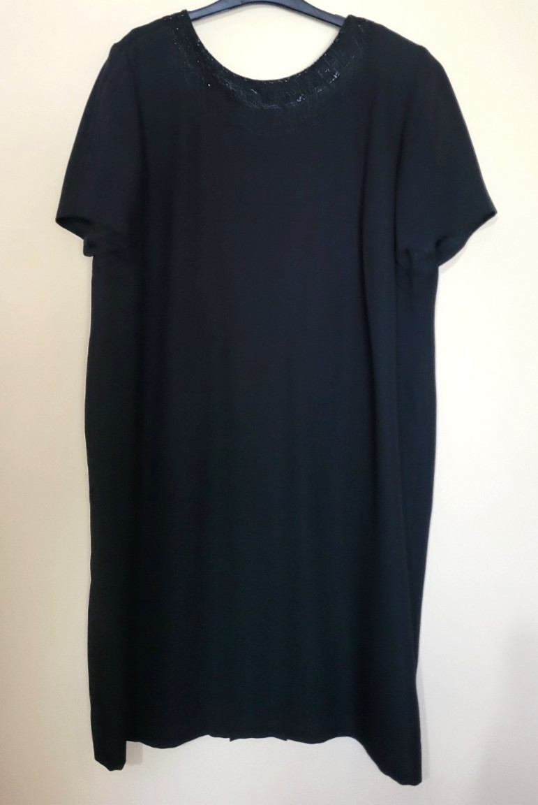 Evan Picone Dress Black Beaded Lined Zip Plus 20W (2X) Gorgeous