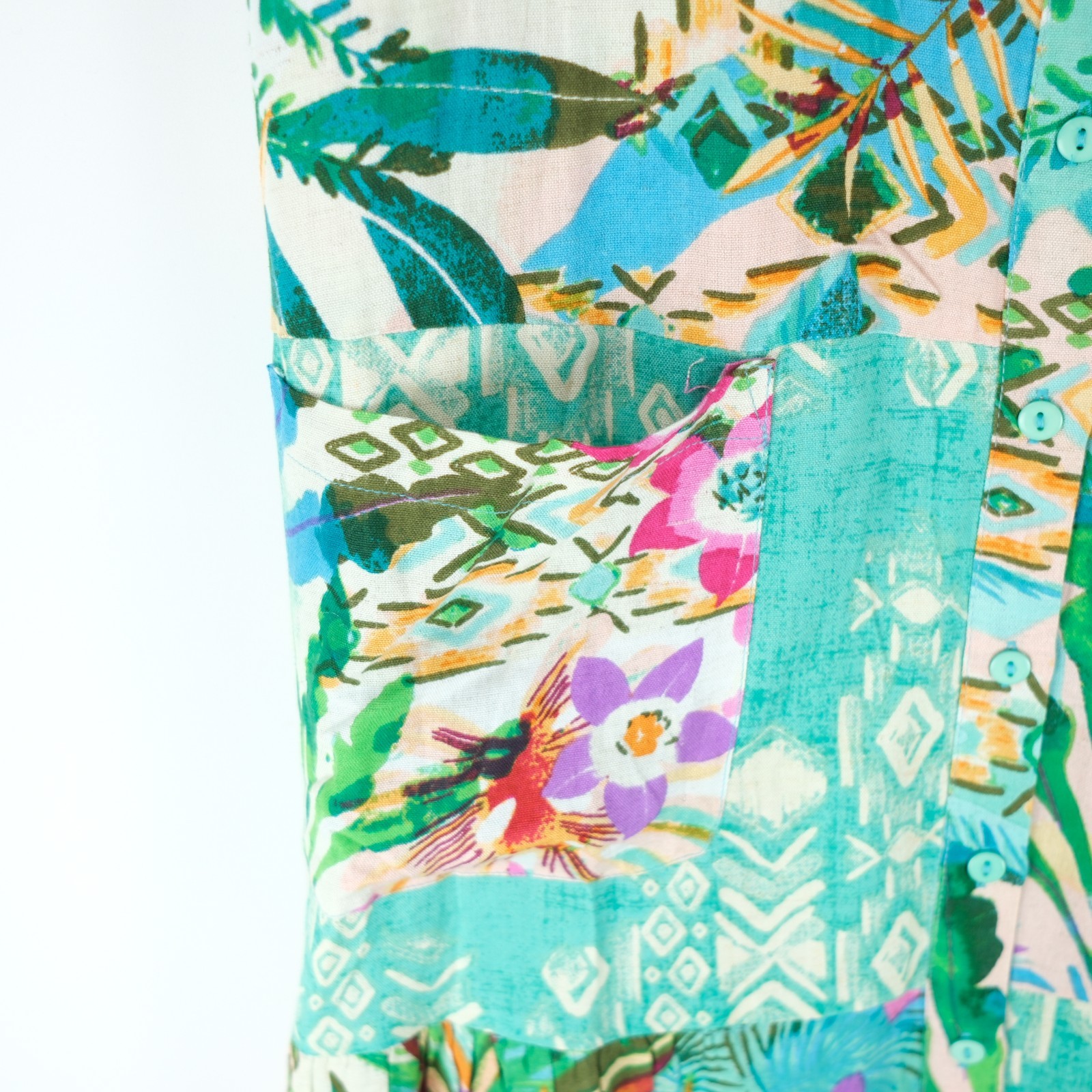 Orientique Collared Patchwork Midi Dress HANALEI Print (#91001) Size US M/ UK 14