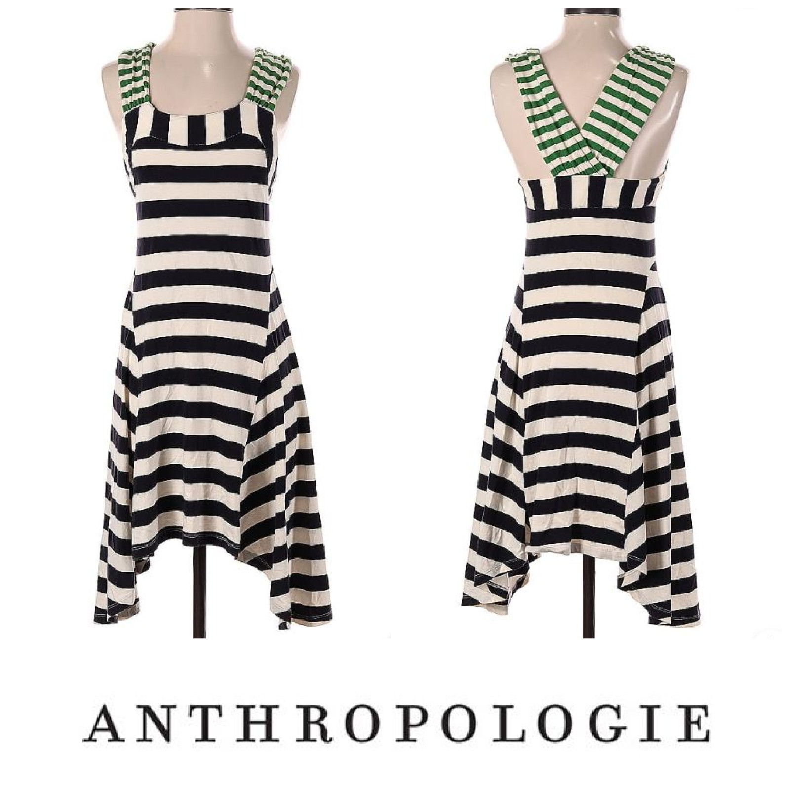 Anthropologie HWR Monogram Sz XS Split Stripes Striped Tank Dress Sundress