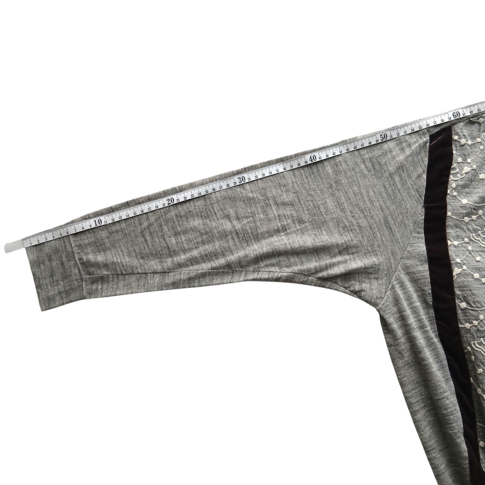 Tsumori Chisato Tunic dress Embroidered Ballerina Size Wool Gray Silk Velvet