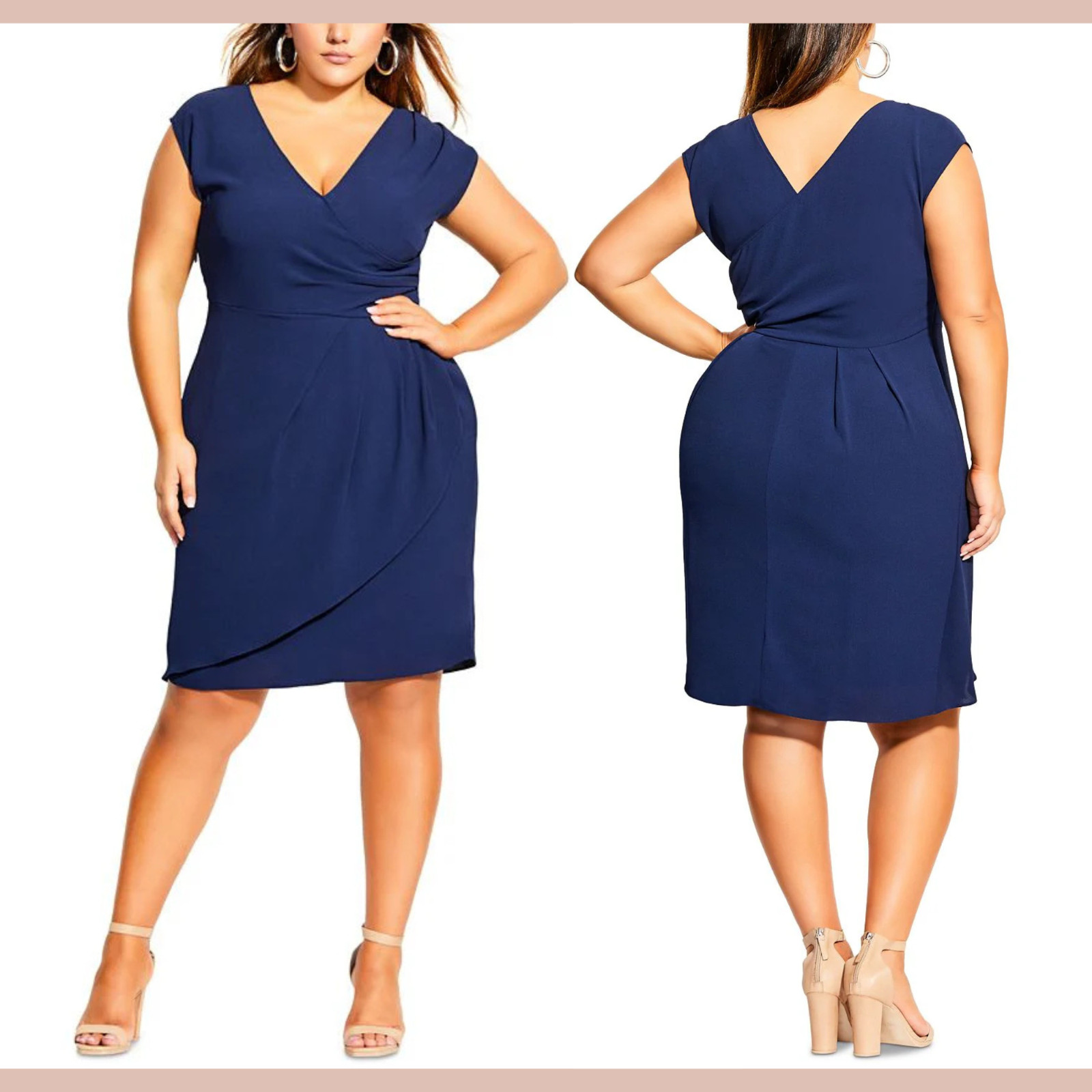 NEW City Chic [ PLUS 16 ] Classic Wrap Style Dress in Navy Blue #U1708