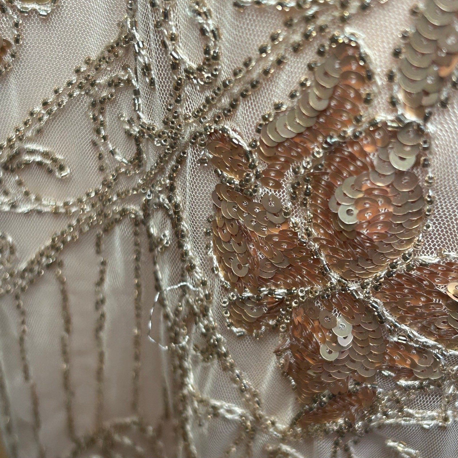 Pink Beaded Sequin Flapper Dress PS Fringe 1920s Style Art Deco Costume Party