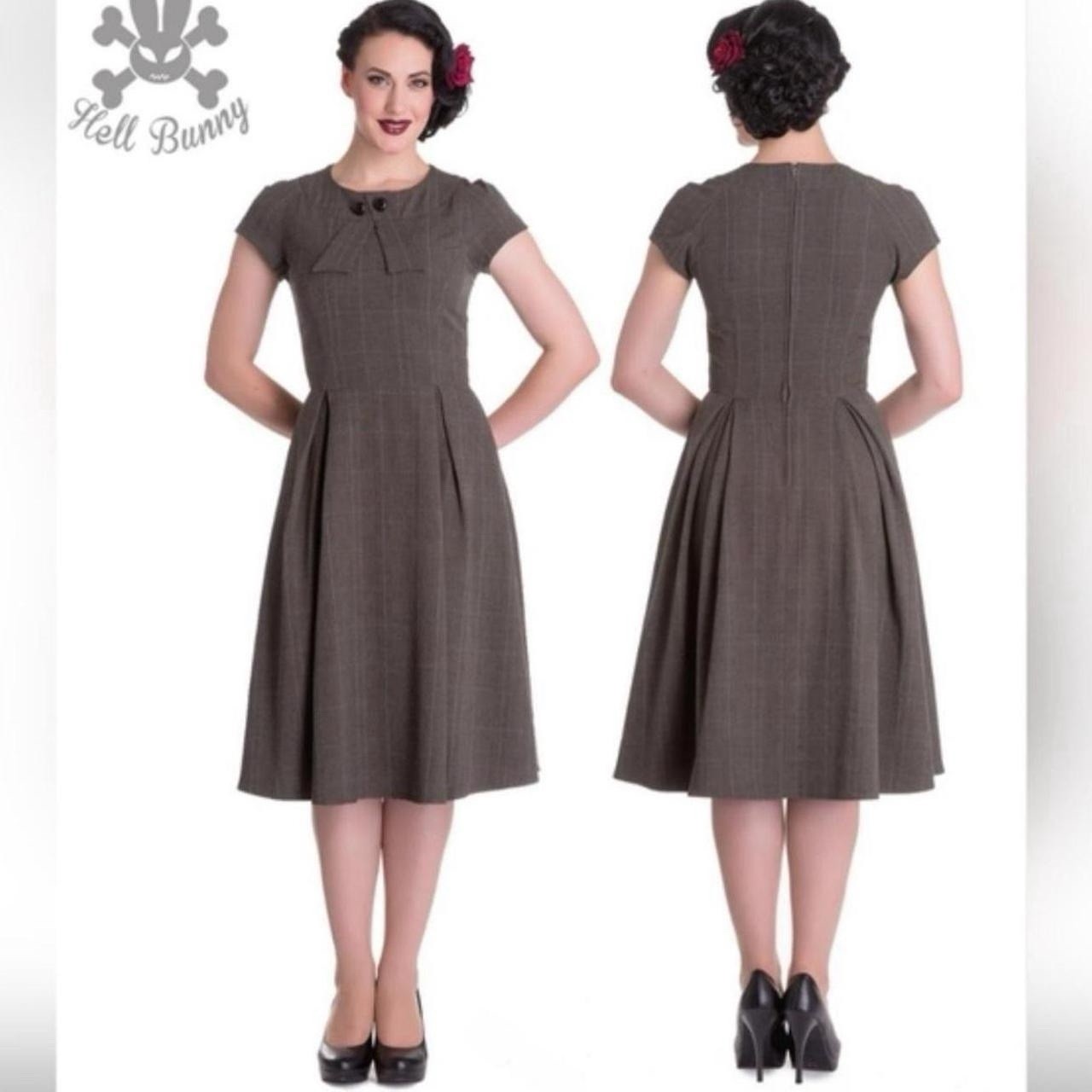 Hell Bunny Vixen Women’s 1940s /1950s Gray Vintage Reproduction Dress Size XL