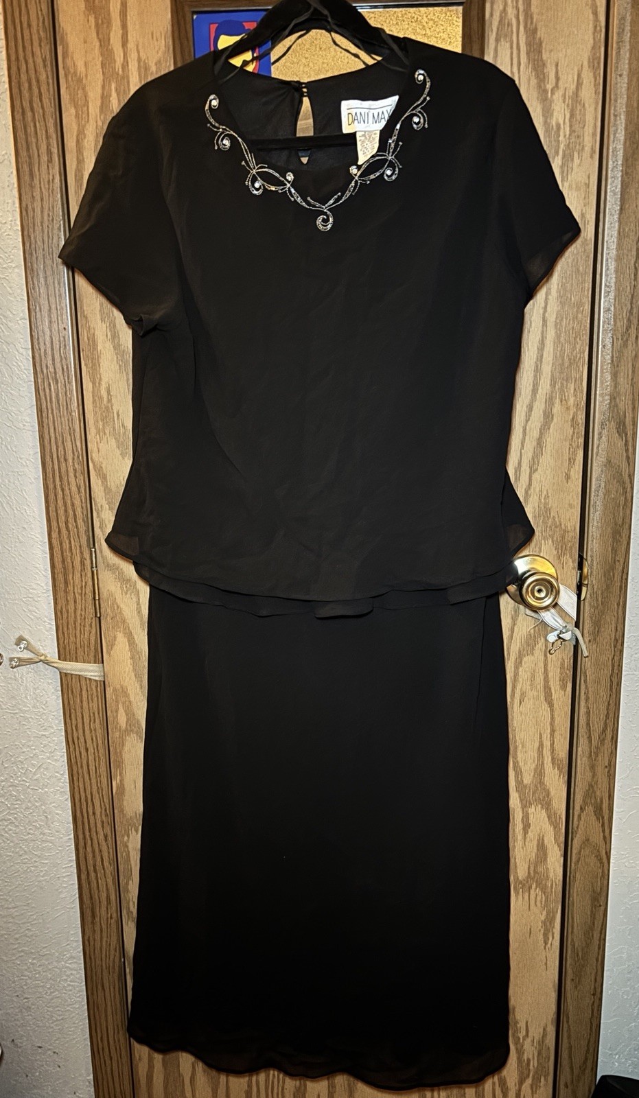 Dani Max Black Layered Short Sleeve Midi Dress Size 18