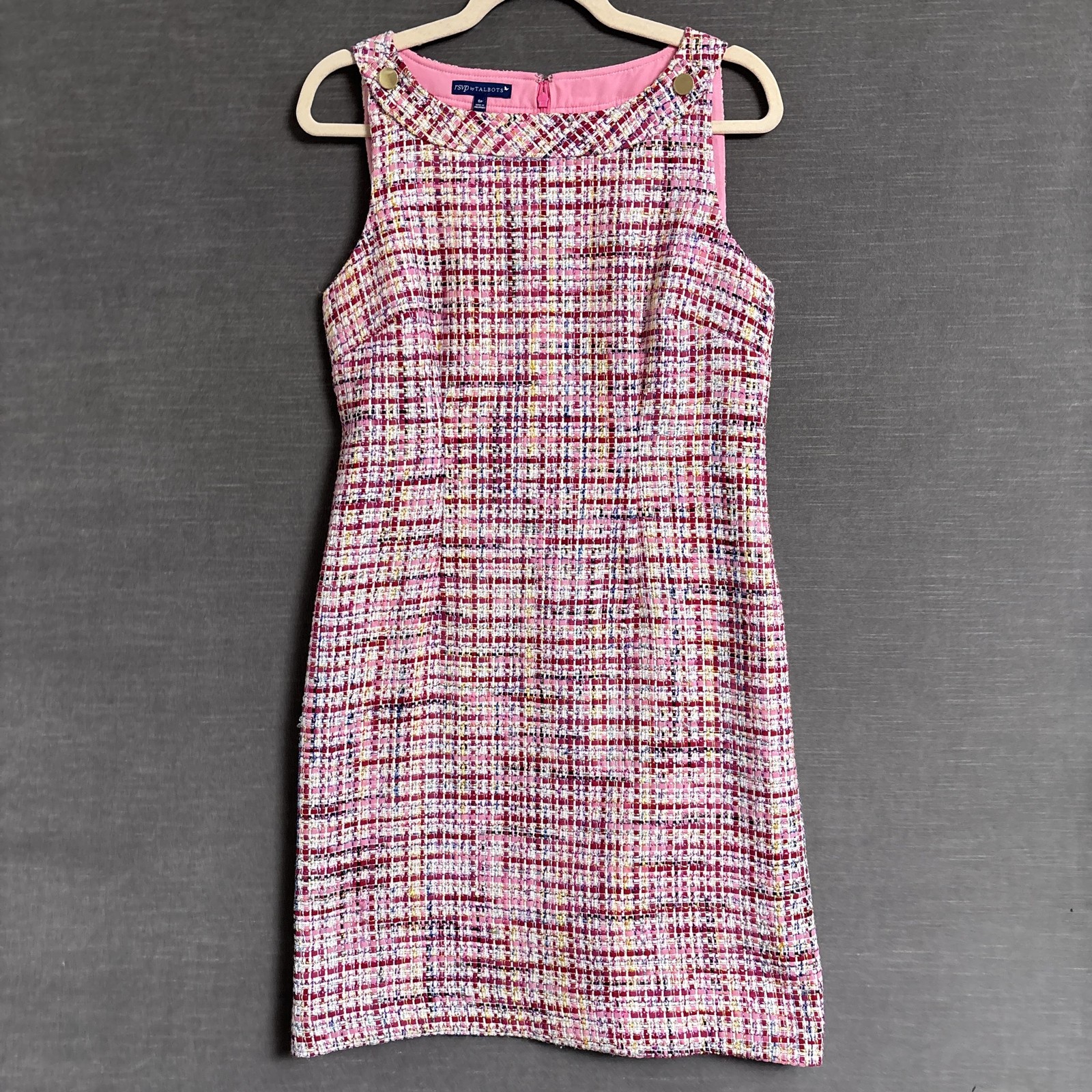 Talbots Dress 6 Petite Pink Tweed Sheath Work Office Career RSVP Preppy Easter