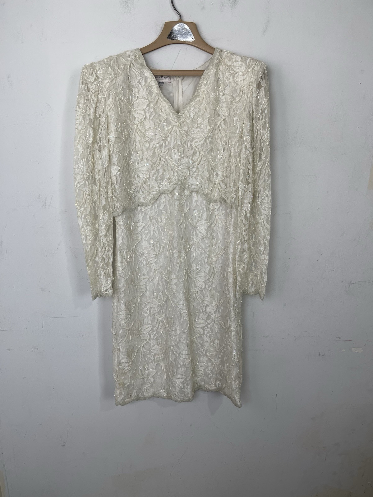 Laurence Kazar Womens Dress Large Mother Beaded Wedding Lace Grandmother Ivory