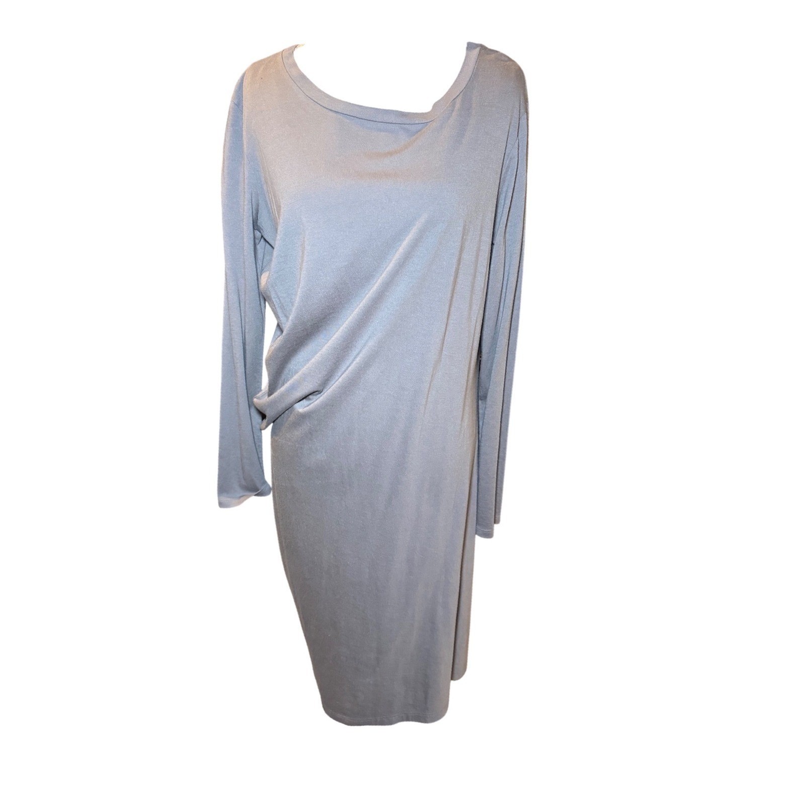 Brochu Walker Long Sleeve Draped Cotton Modal Jersey Midi Dress Light Brown M