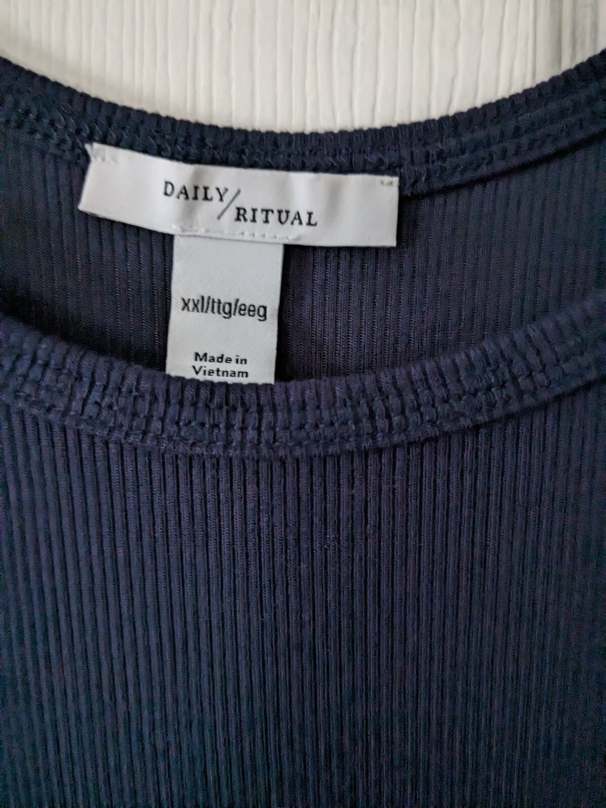 NWOT Daily Ritual Maxi Minimalist Boho Rib Jersey Blue Short Sleeve Size XXL/TTG