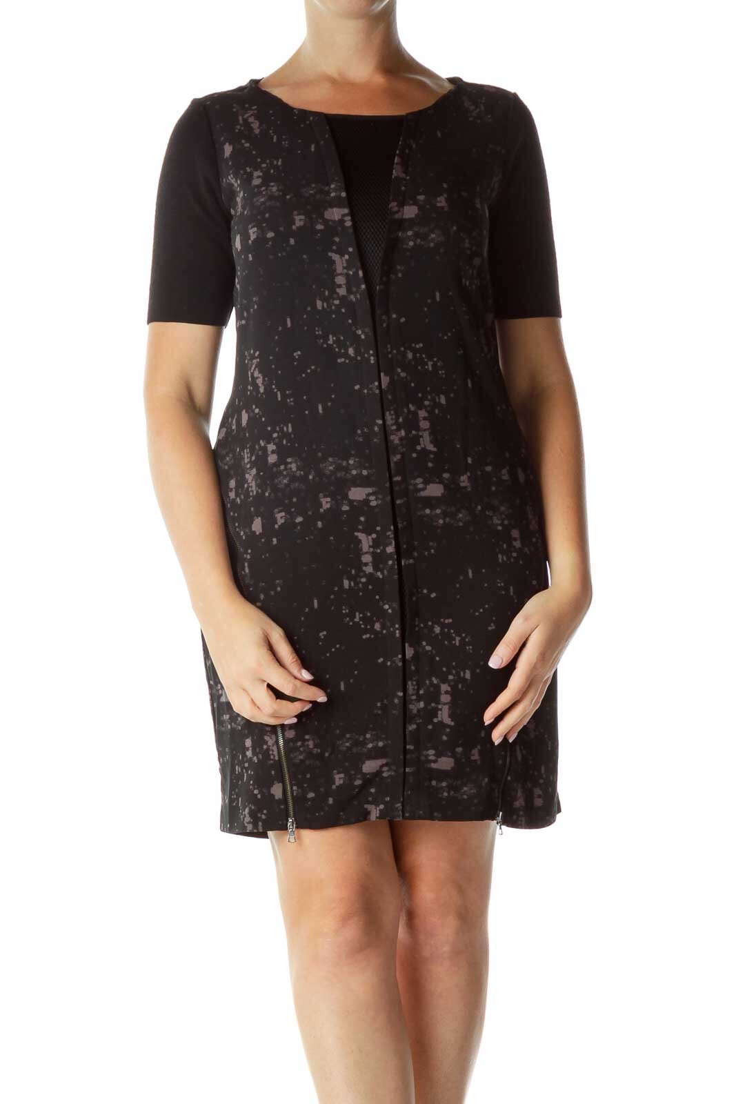 Elie Tahari Black Combo Zip Mesh Panel Dress. Sz M. NWT!