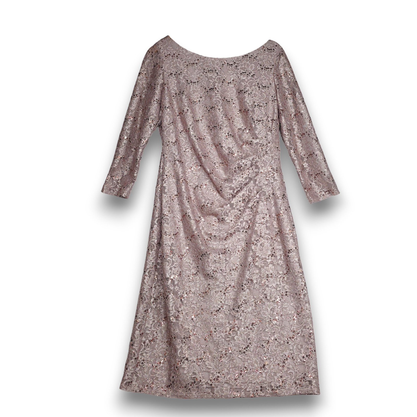J Howard Champagne Taupe Sequin Floral Lace Cocktail Dress 16 Neutral FREE SHIP