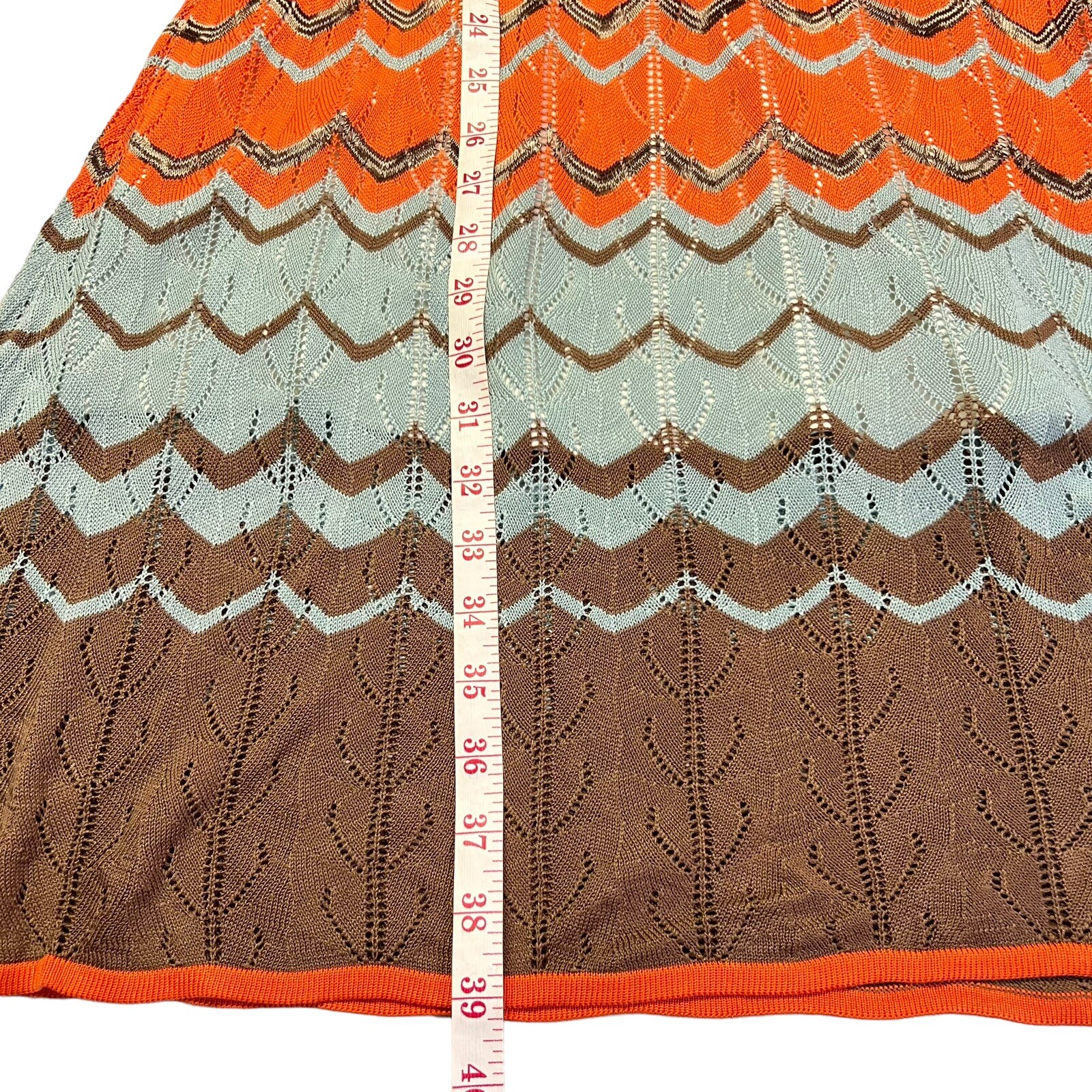 BCBGMaxAzria Chevron Silk Rayon Blend Knit Dress Size Medium Boho
