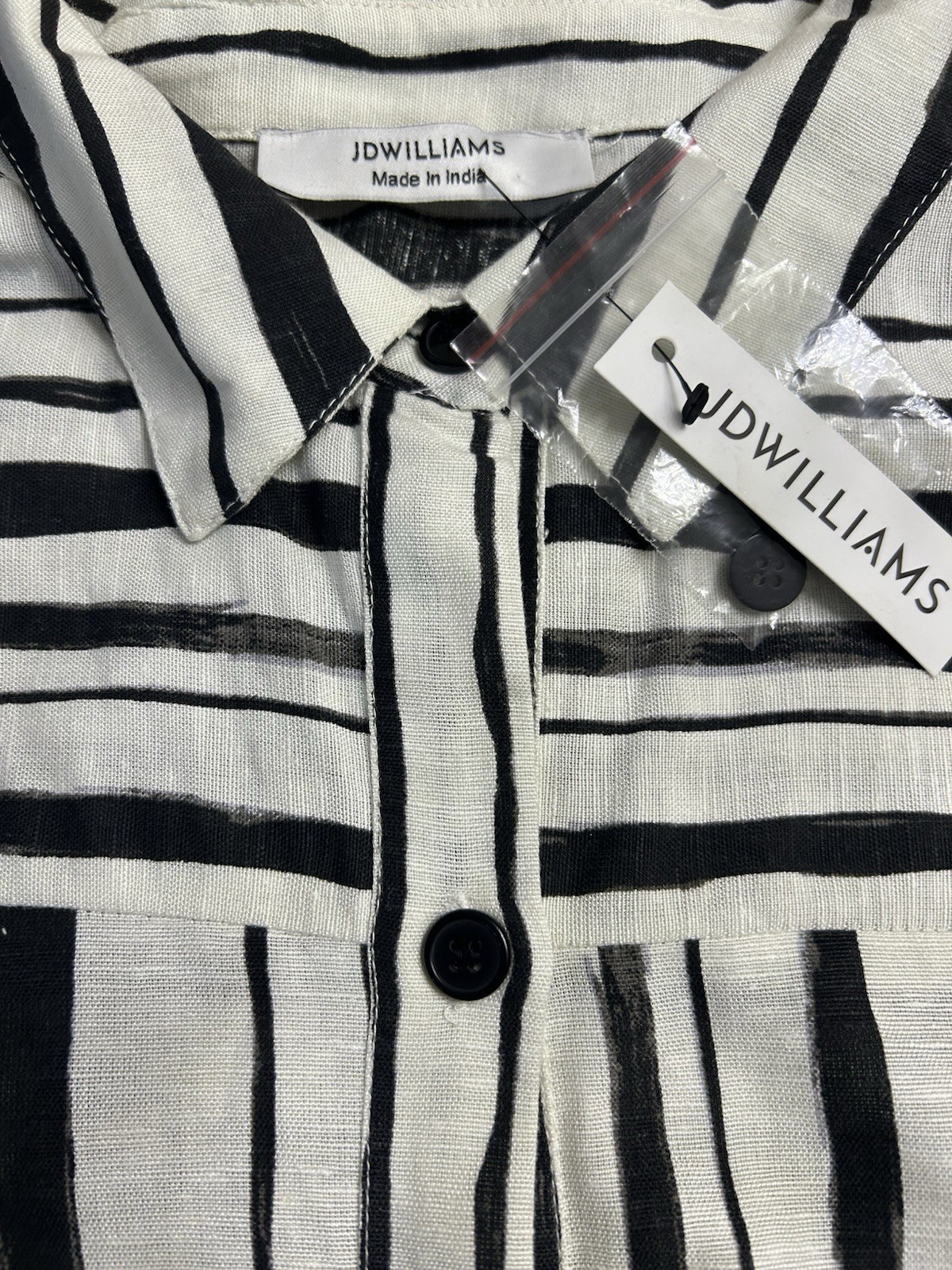 New Tags JD Williams Size 20 Midi Summer Cotton Shirt Dress Mono Stripe Print