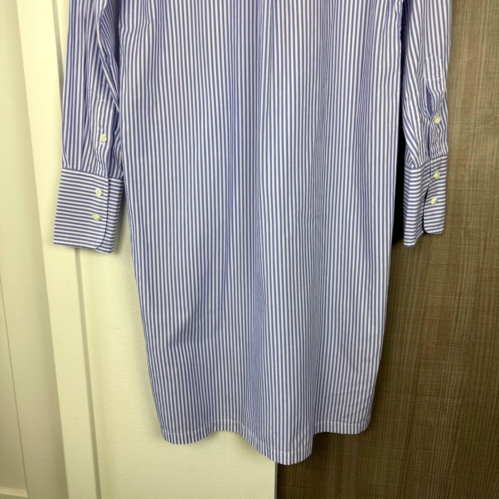 Alex Mill Blue White Striped Standard Maxi Shirt Dress Side Slit Size Medium