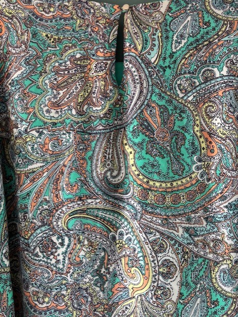 EST. 1946 Brown Teal Paisley Tiered 3/4 Sleeve Shift Dress NWT Boho L Feminine