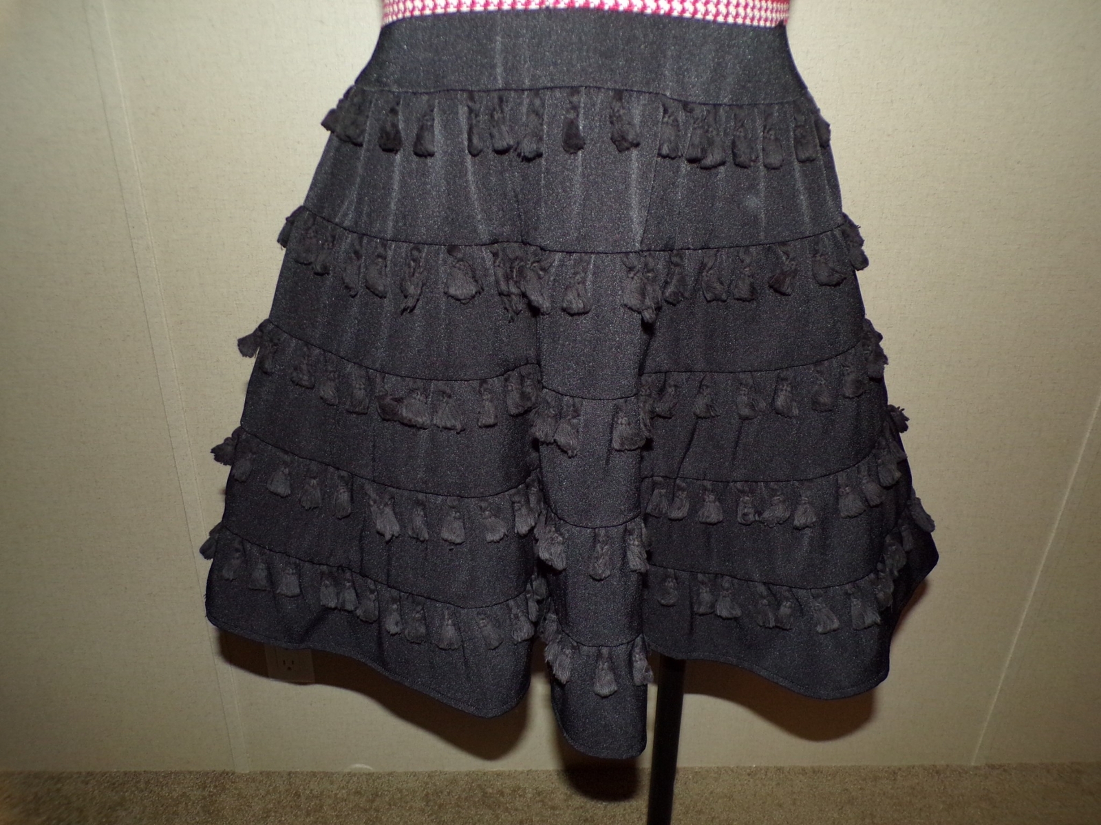 Do Be Tassel Mini Dress Size Small Womens Red Black A-Line Sleeveless
