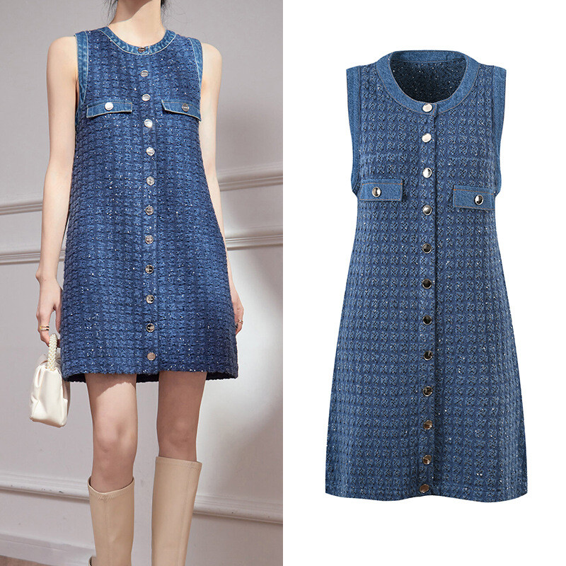 Sandro Blue Waffle Knit Jacket Coats/Trousers /Sleeveless Dresses Women