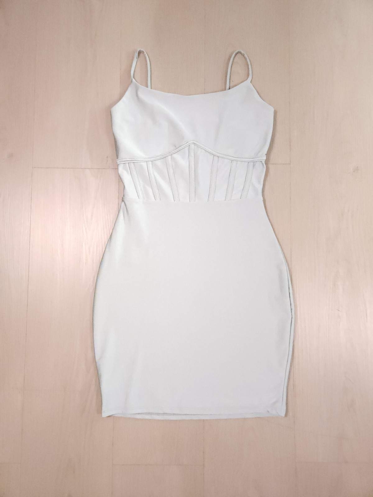 Tresser Corset-Style Bodycon Mini Dress – Women’s S, Light Sage Green