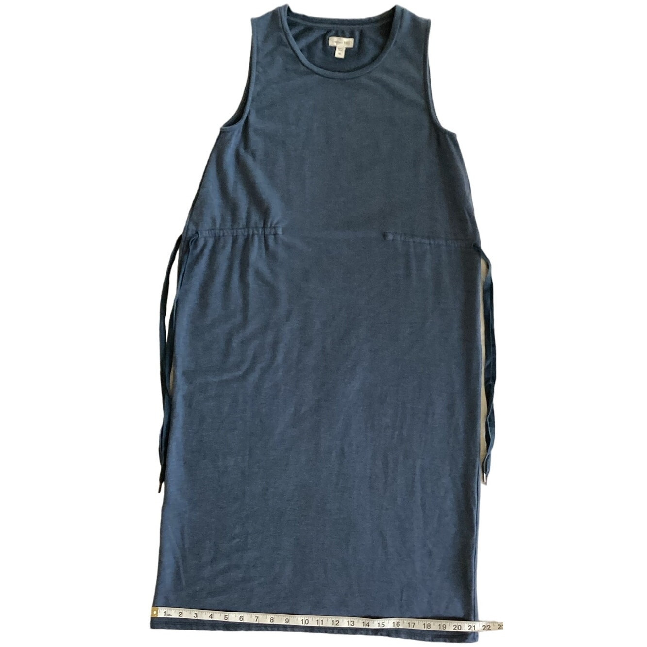 Garnet Hill Stretch TENCEL Jersey Knit Side Tie Sleeveless Midi Dress Blue XS