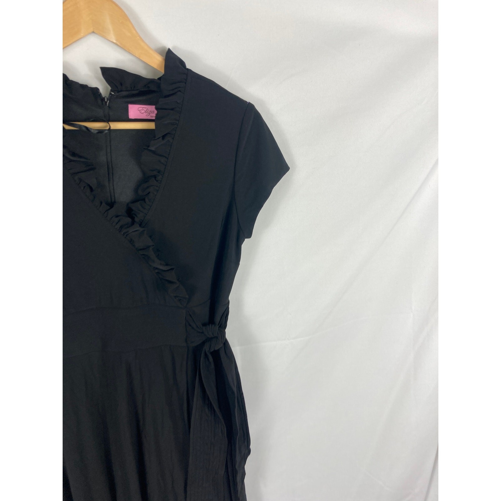Eliza J Side Tie Ruffle Black Dress Size 8