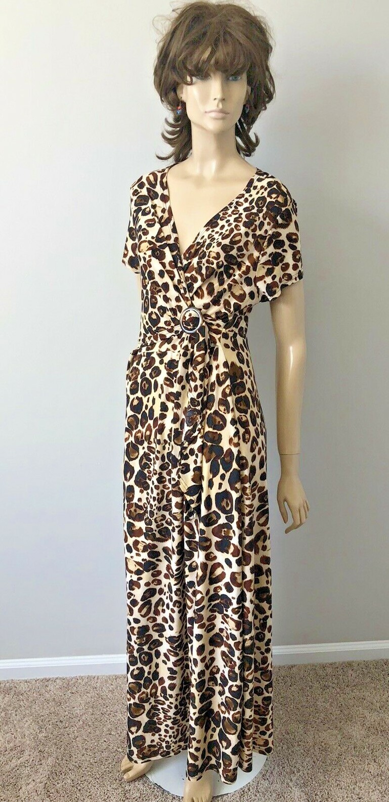 NWT MLLE GABRIELLE ANIMAL PRINT FAUX WRAP FULL LENGTH DRESS SIZE 2X