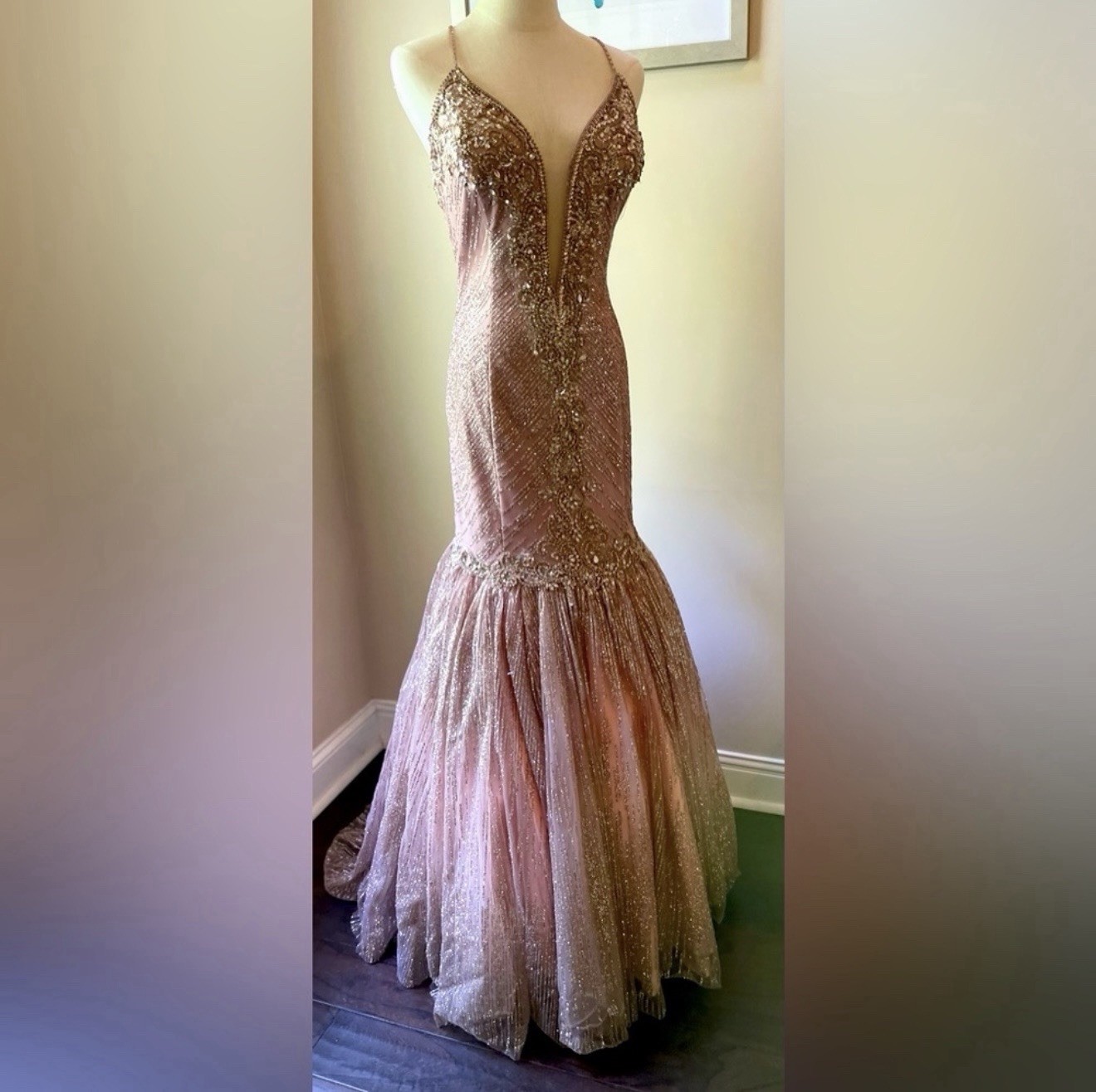 Dancing Queen Rose Gold Sequin Mermaid Prom Dress