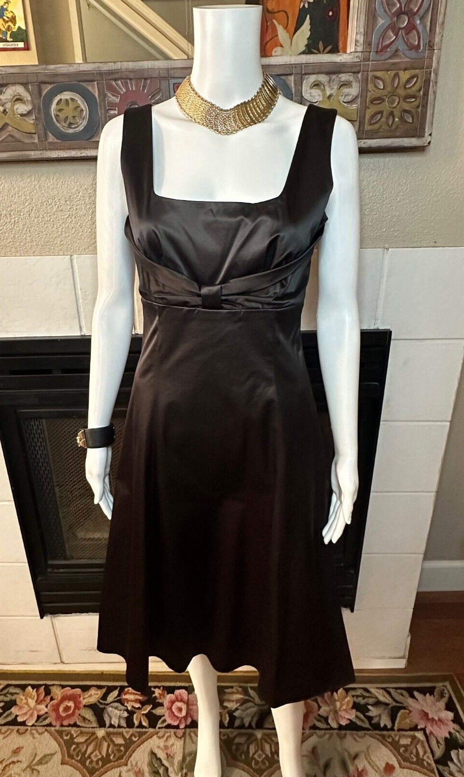 silk assets black cocktail Dress armpit to armpit 16″ Length 41.5″