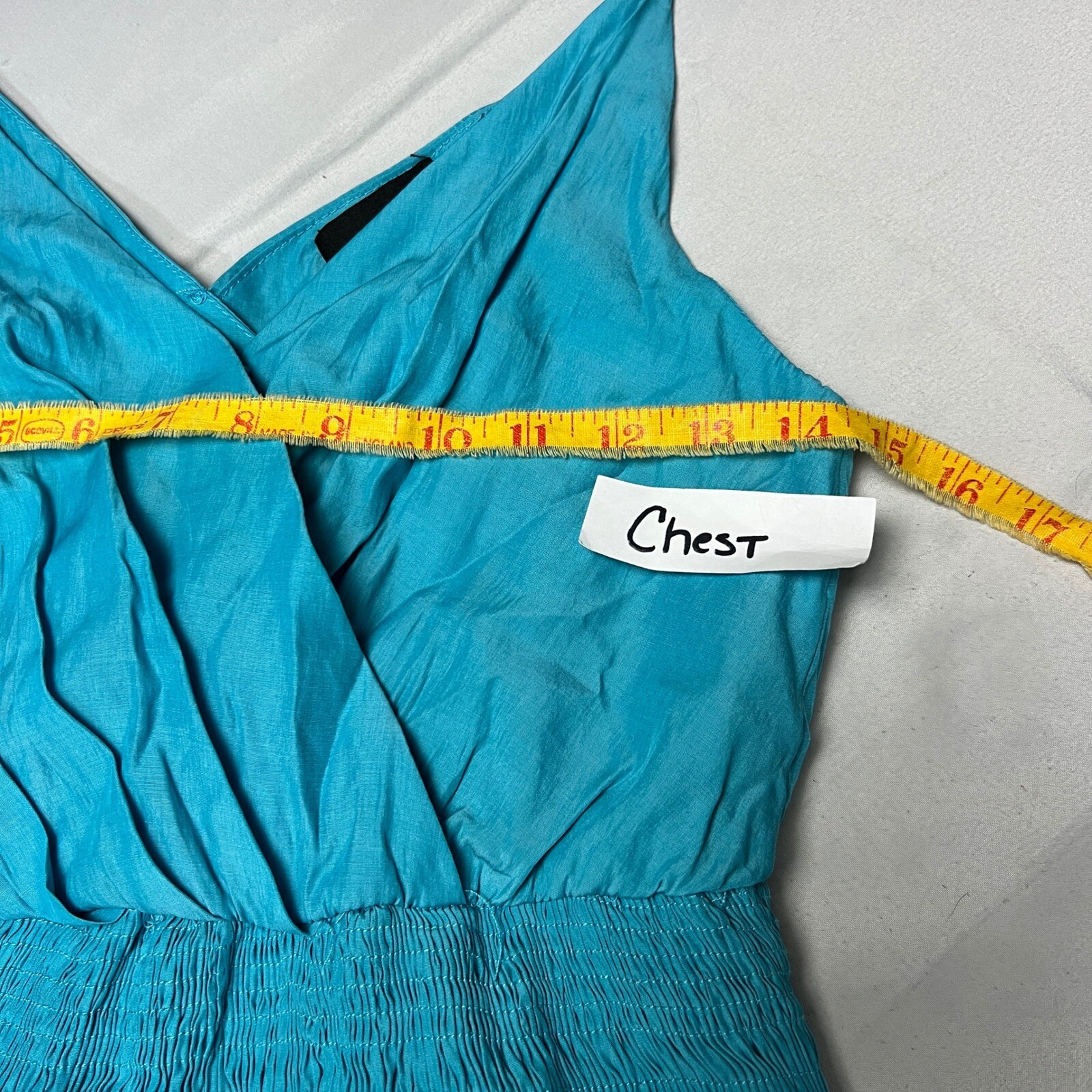 DO+BE Turquoise Mini Dress Spaghetti Strap Ruffle Tiered Smocked Casual Party S