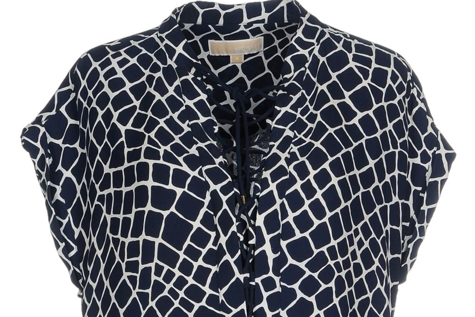 MICHAEL KORS Navy Blue & White Lace Up Mini Dress Size Large RRP £249 VGC