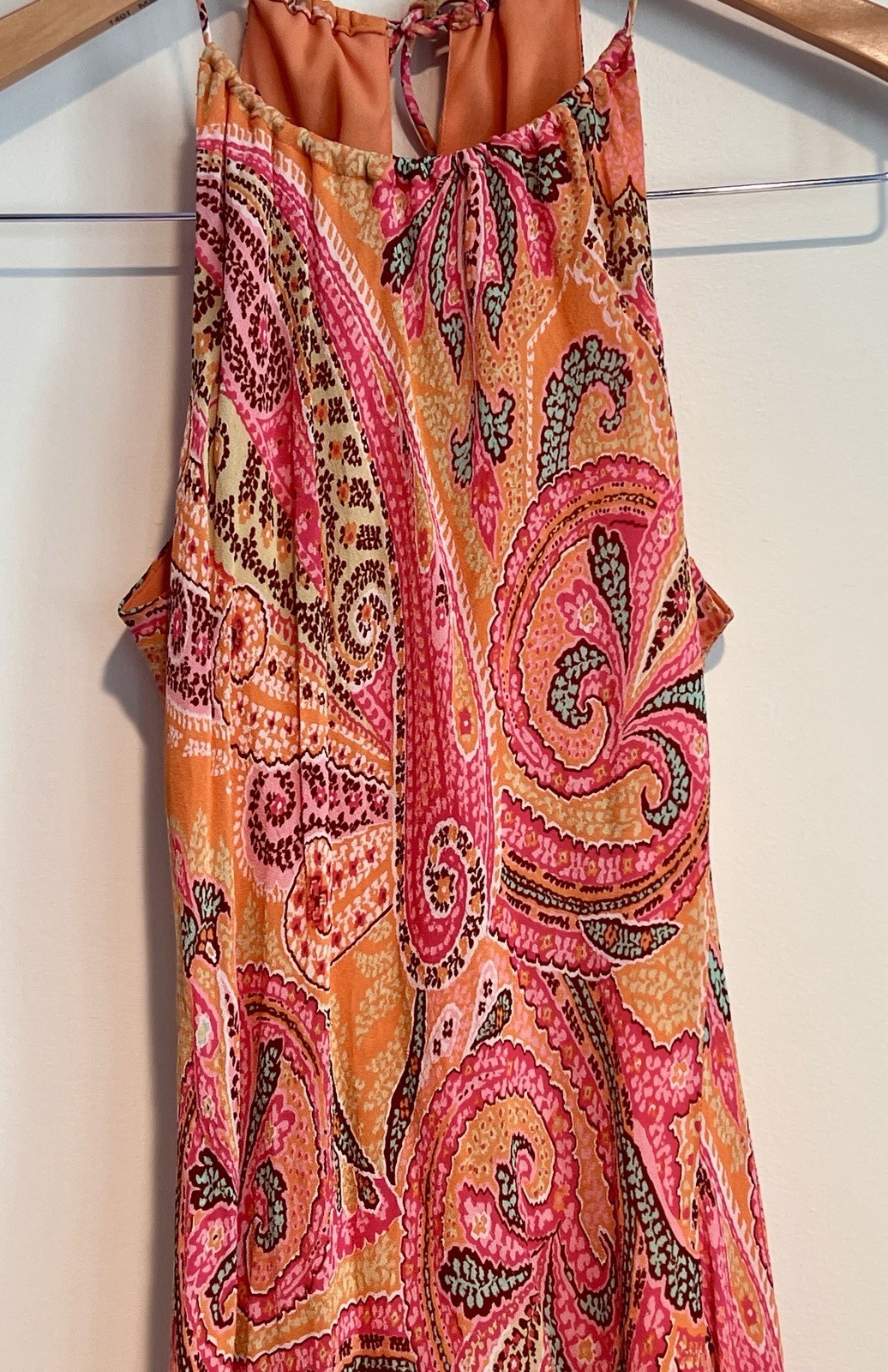 Ann Taylor Halter Silk Midi Dress Sz 2 Paisley Boho Y2k Summer Wedding Tropical