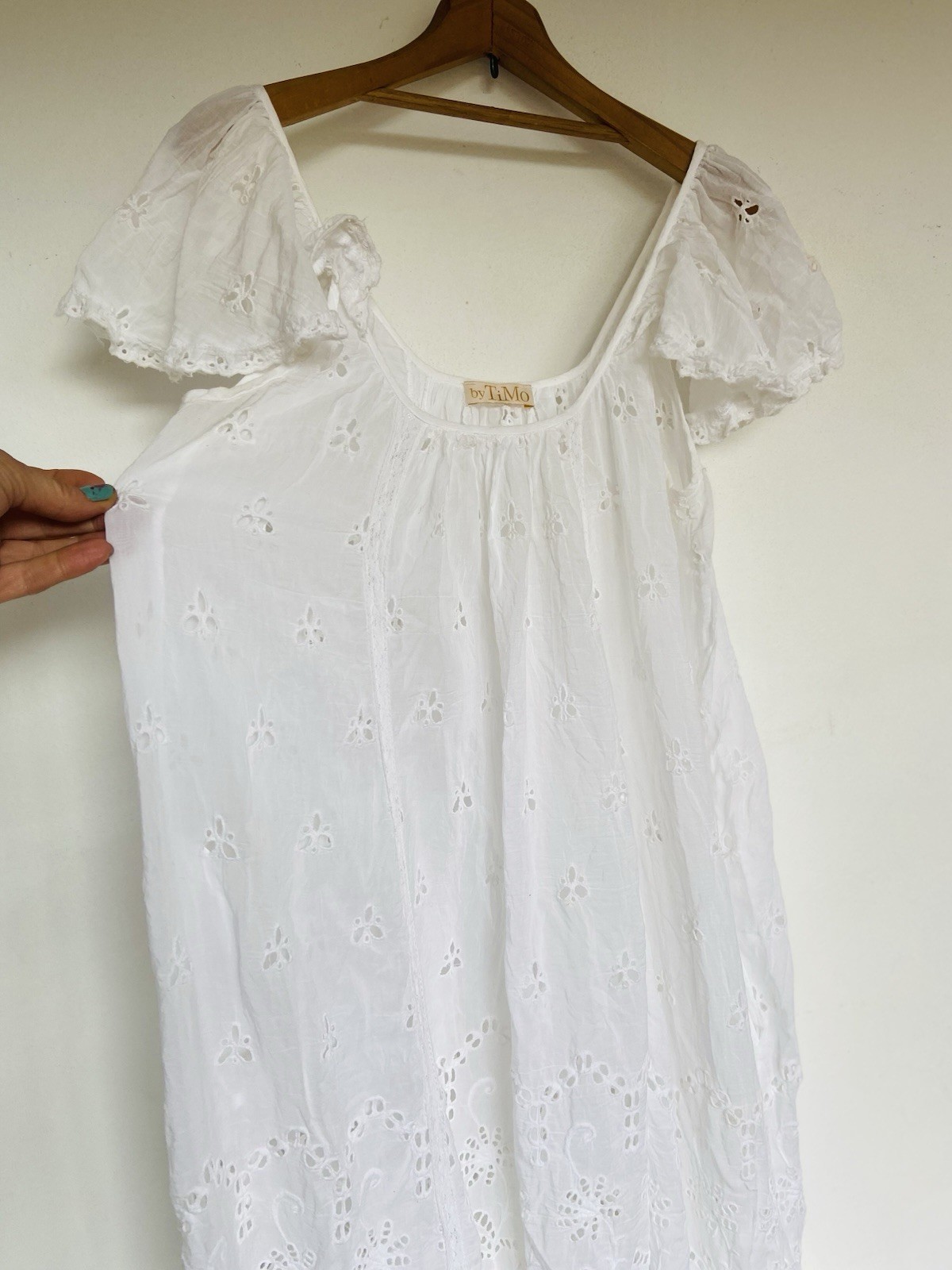 ByTIMO Broderie Anglaise White Cotton /viscose Maxi Dress Ladies SZ S 8 – 10