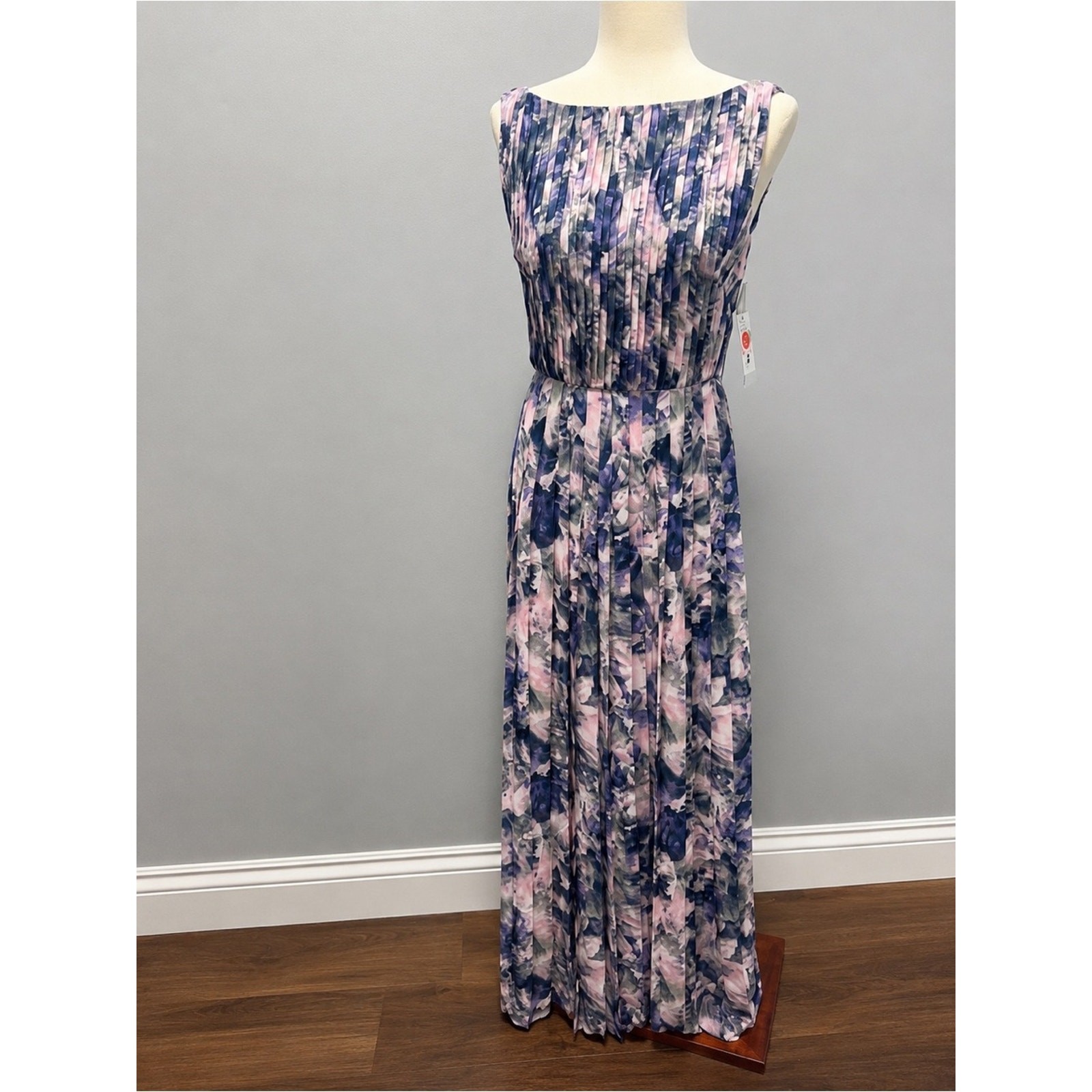 Kay Unger Luisa Floral Pleated Gown Size 2 Watercolor Chiffon Formal Dress NWT