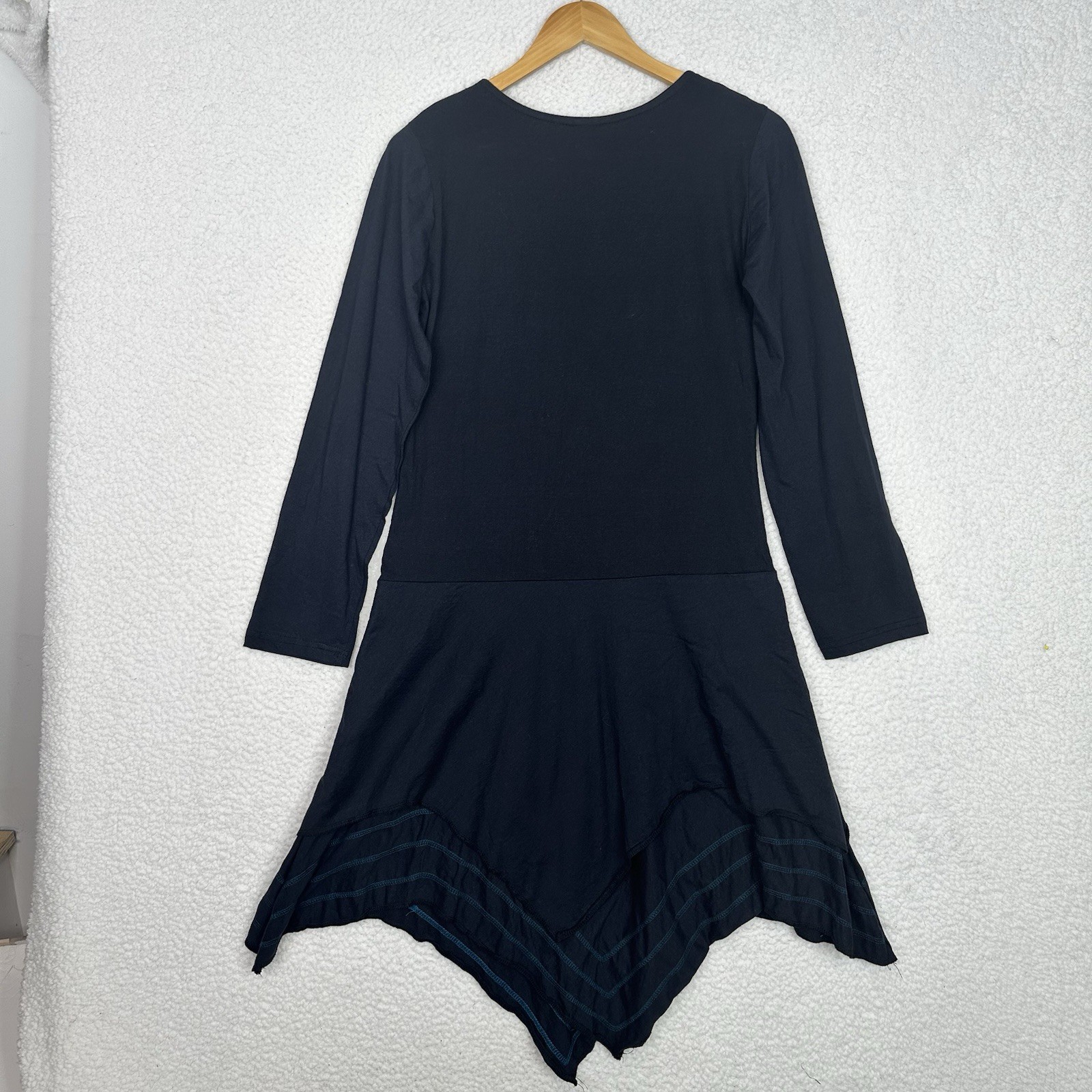 NWT Handmade Nepal Cotton Patchwork Handkerchief Hem Tunic Dress Long Sleeve M