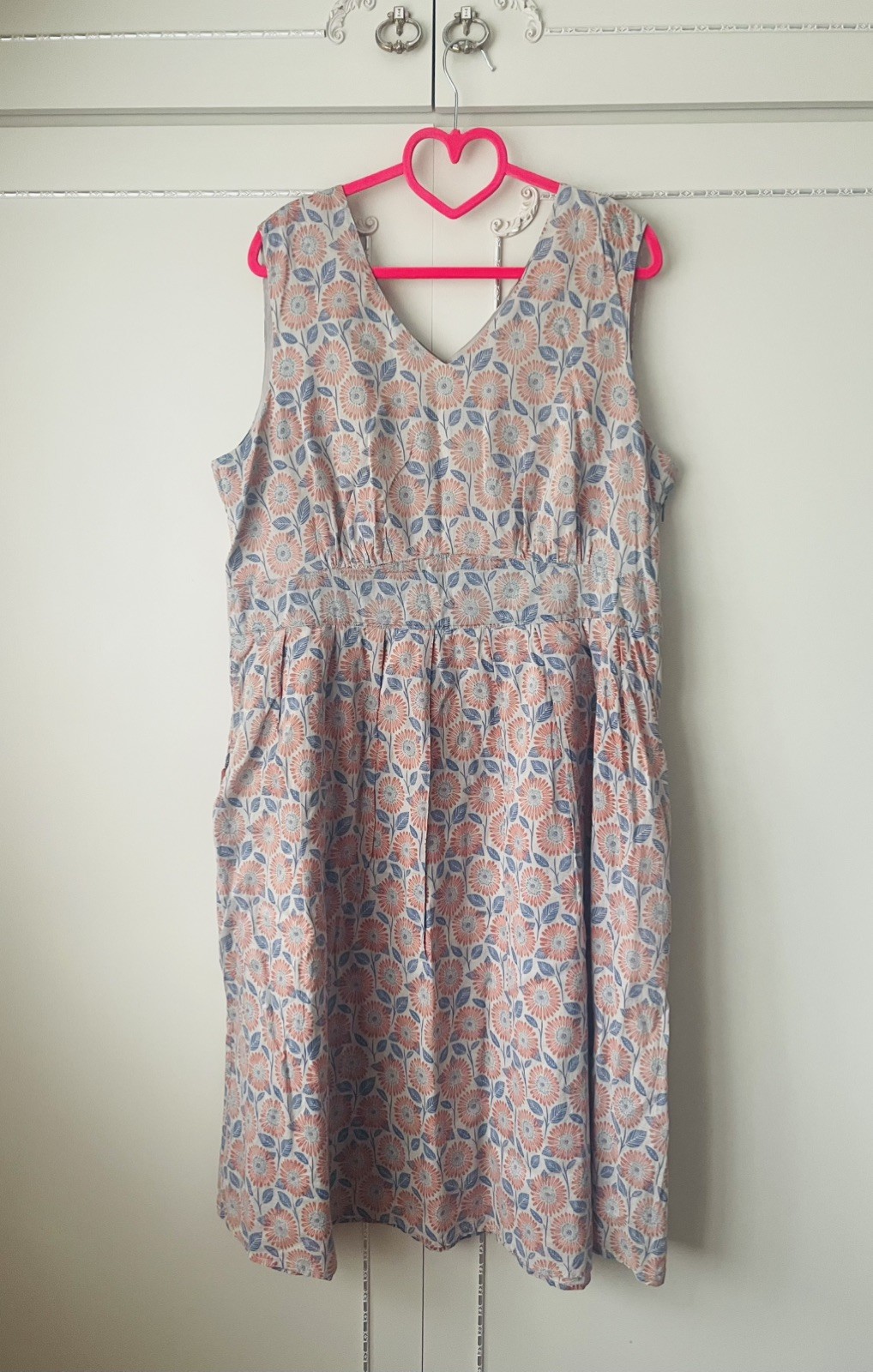 💝 Seasalt ” PICNIC SPOT ” Dress Size 18 Grey Orange Floral Print