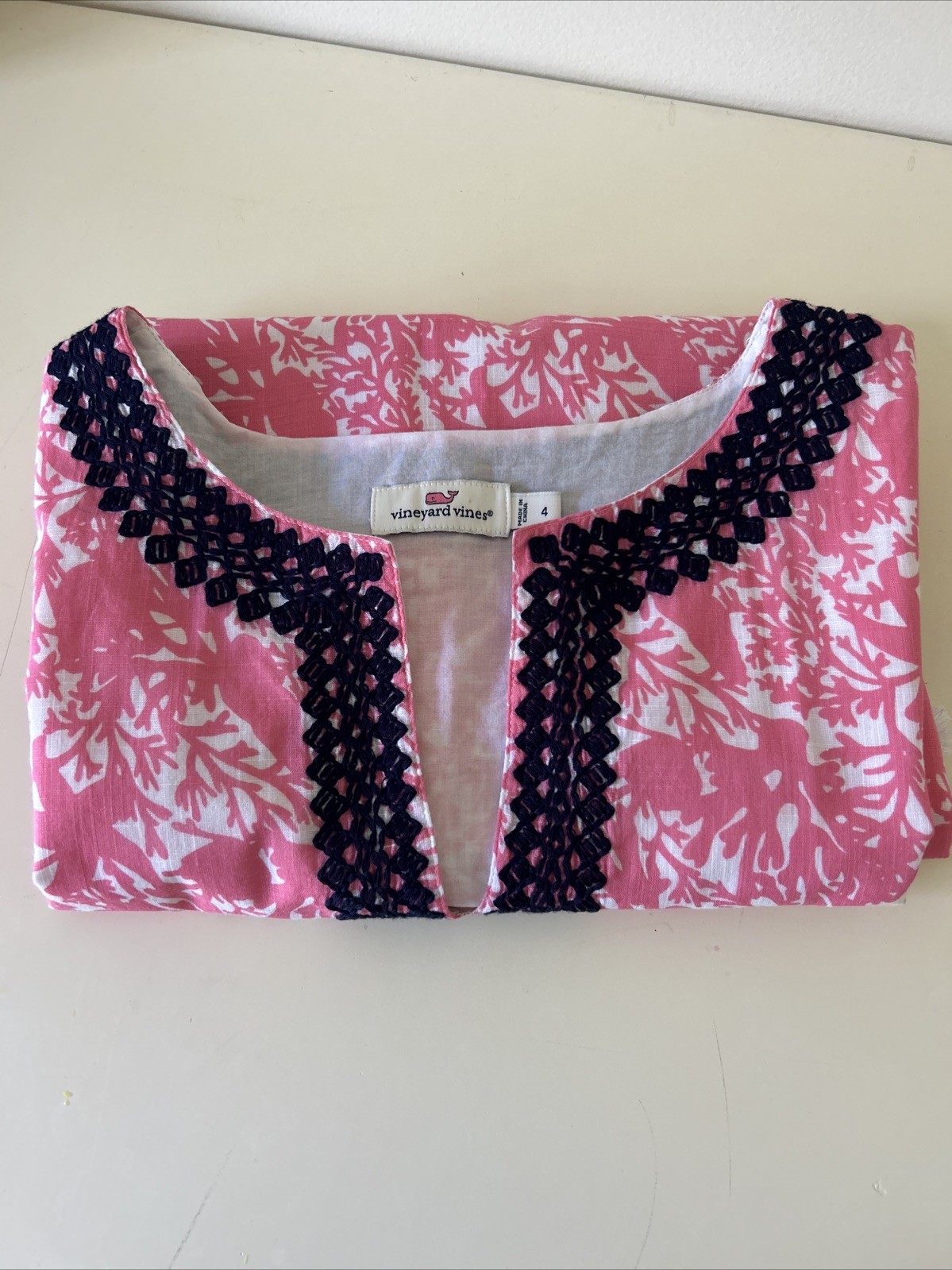 Vineyard Vines Spring Summer Dress Size 4 With Embroidery Trim Work