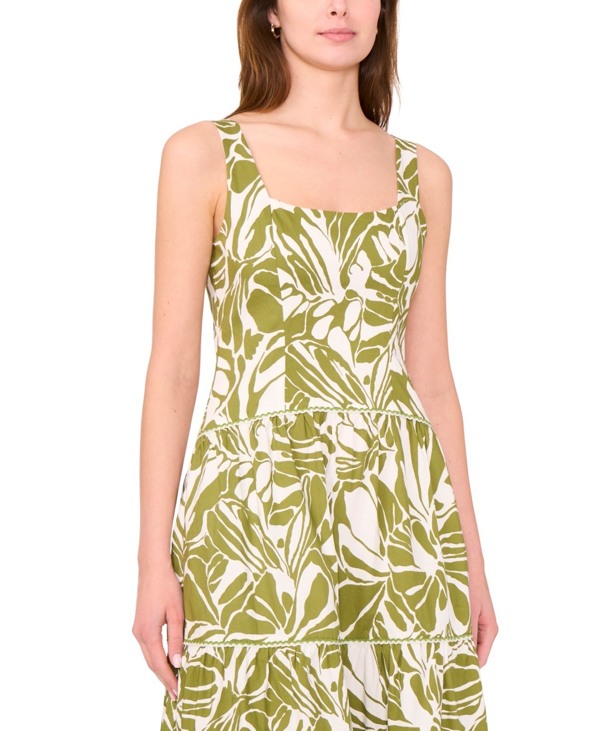 NWT! CeCe Women’s Cotton-Blend Printed Sleeveless Maxi Dress – Wild Sage S $119
