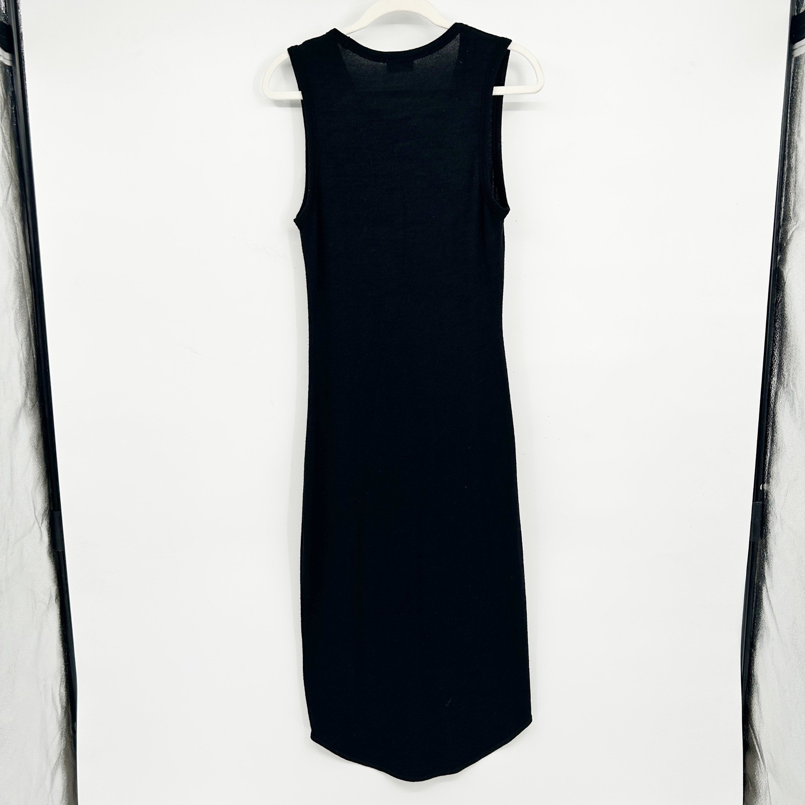 Wilfred Free Aritzia Womens Black Knit Minimalist Bodycon Bruni Midi Dress M