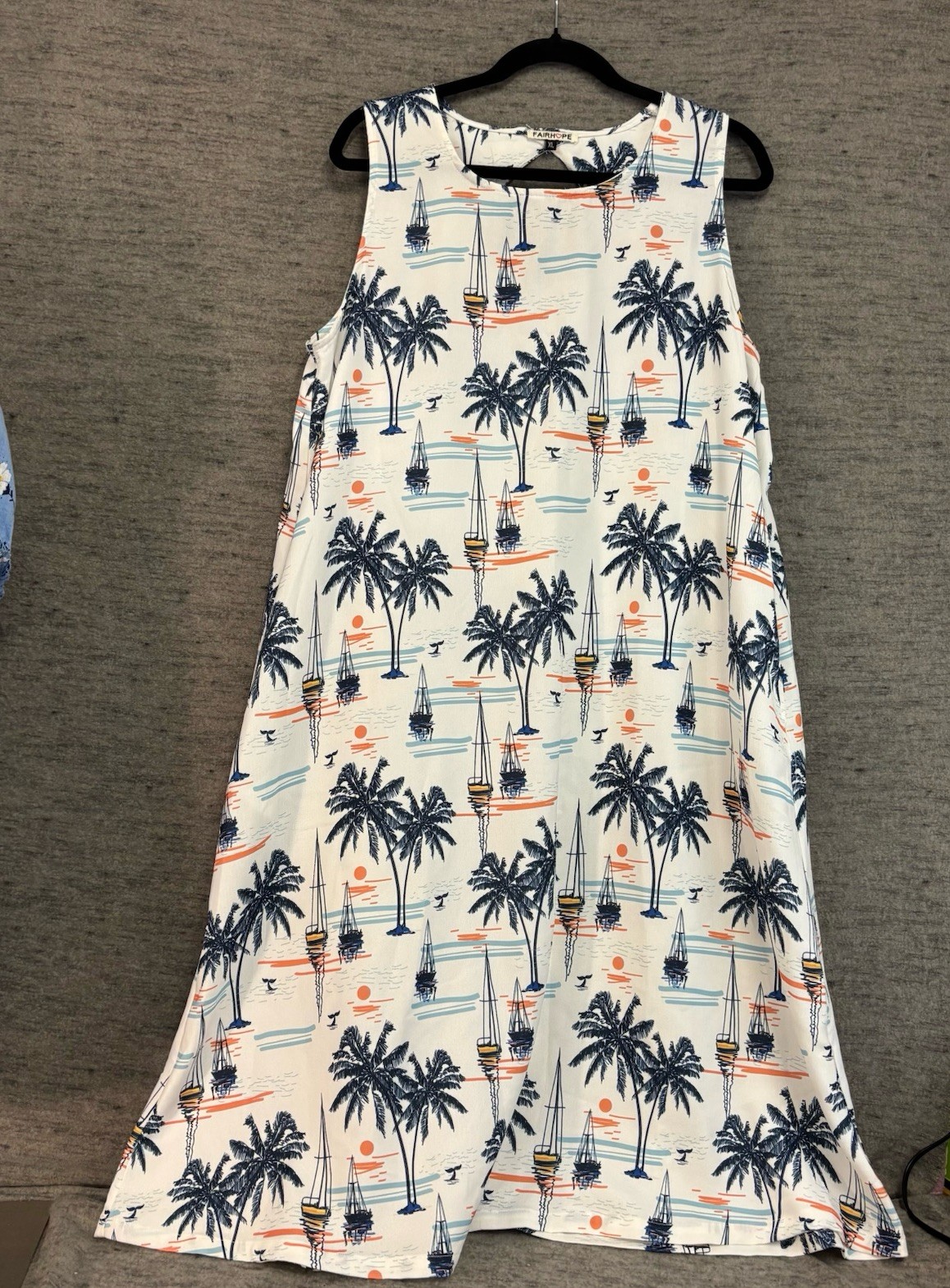Fairhope XL White Tropical Print Dress Women’s Coastal Resort Sailing Sleeveless